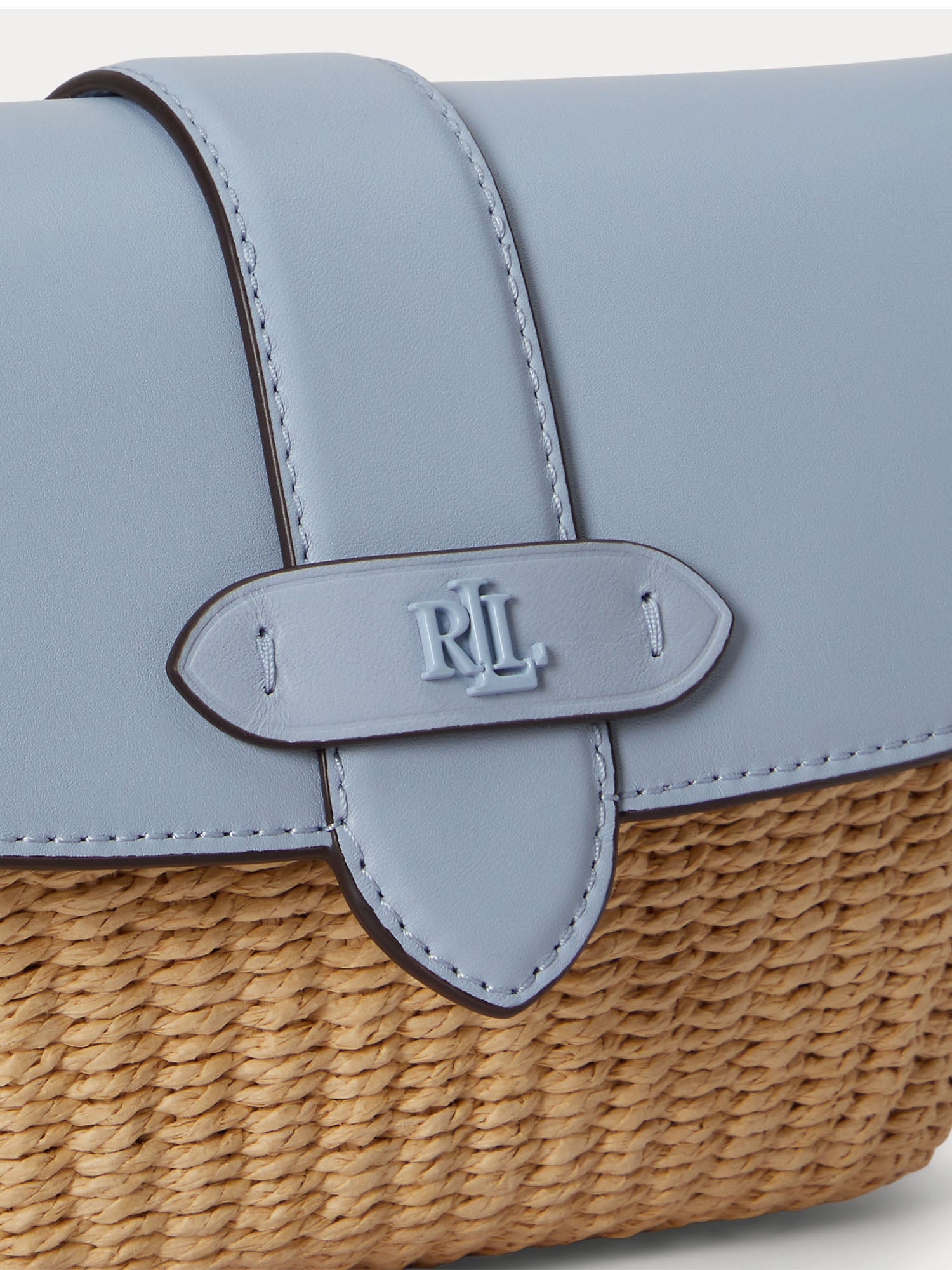 Lauren Ralph Lauren Borsa a Tracolla Piccola Lynden in Paglia e Pelle Blu