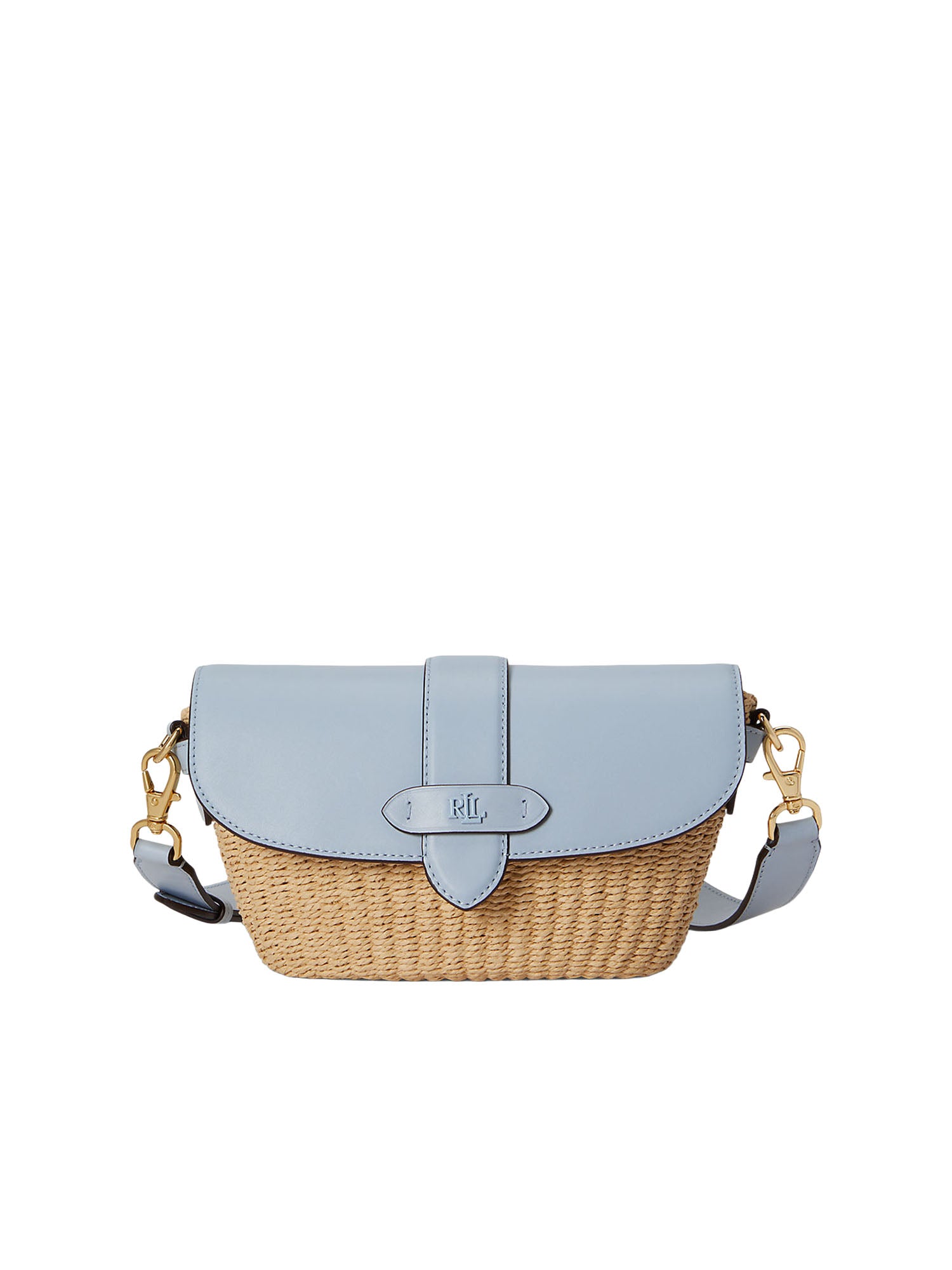 Lauren Ralph Lauren Borsa a Tracolla Piccola Lynden in Paglia e Pelle Blu