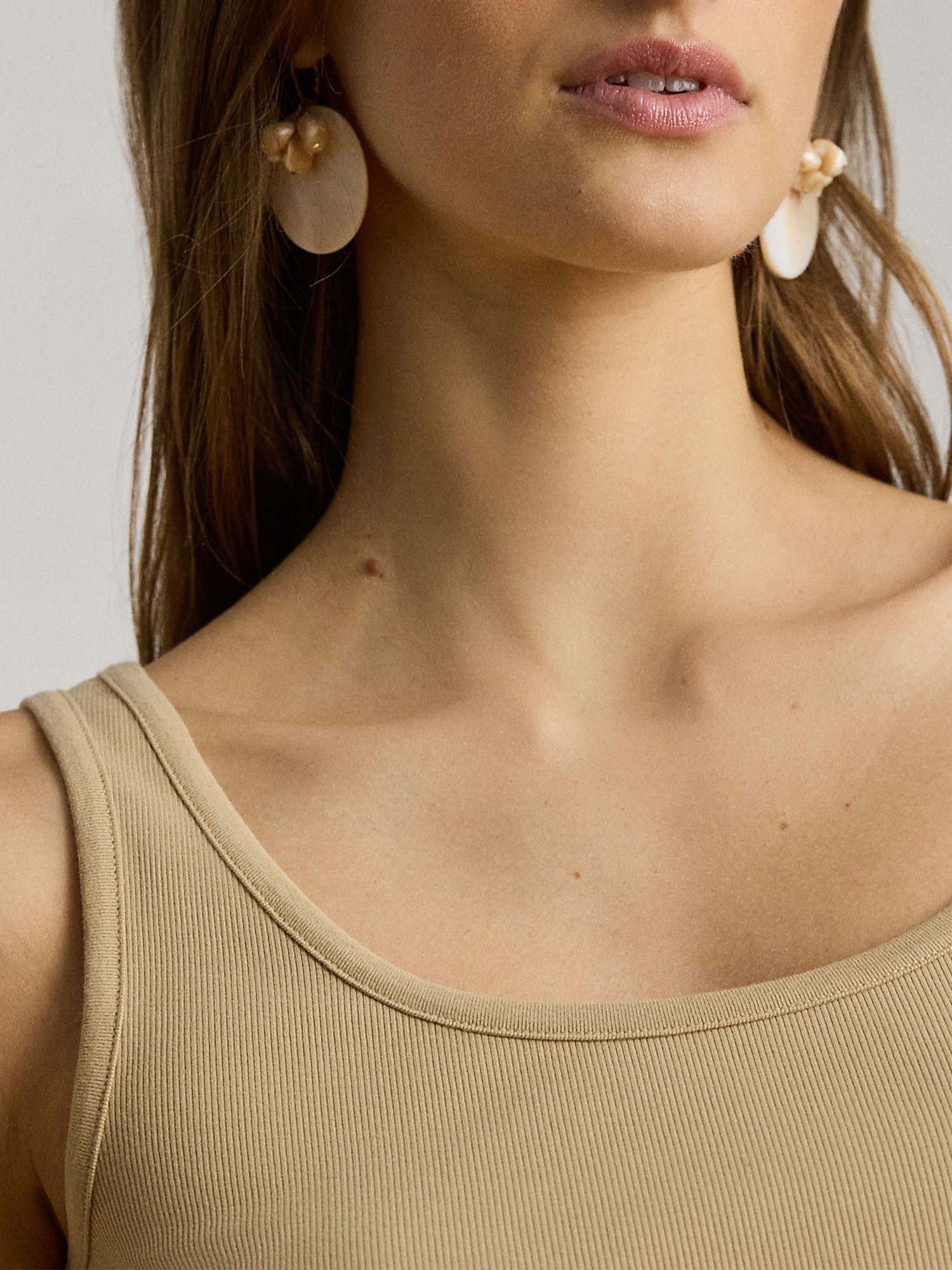 Lauren Ralph Lauren Canotta in Cotone Elasticizzato Beige