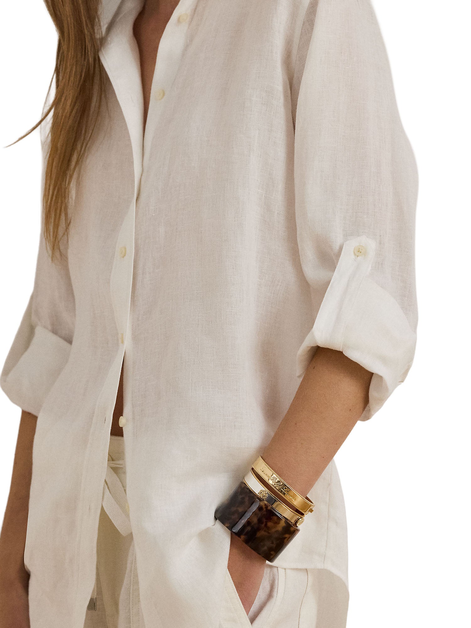 Lauren Ralph Lauren Camicia in Lino Bianco