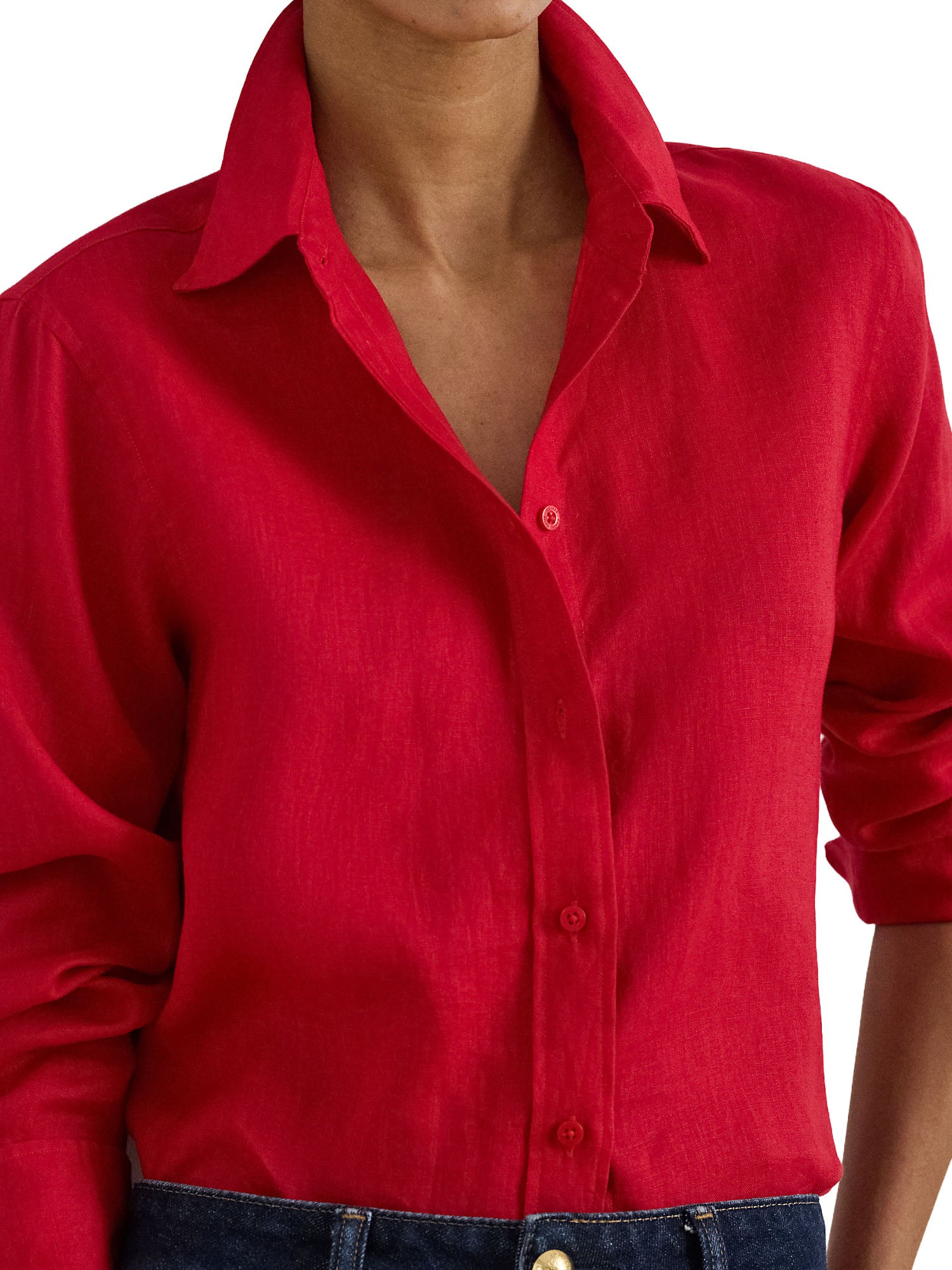 Lauren Ralph Lauren Camicia in Lino Red