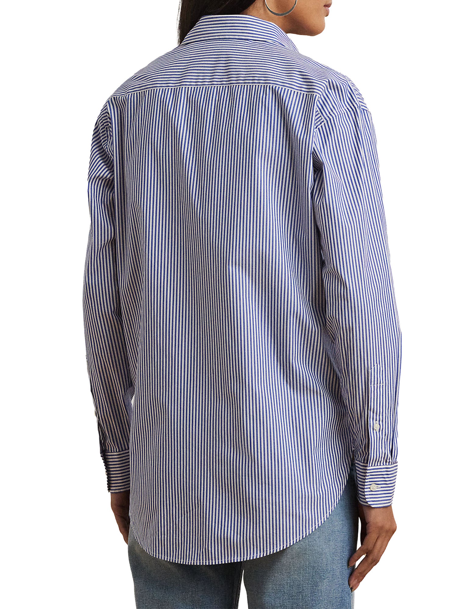 Lauren Ralph Lauren Camicia Elasticizzata a Righe Blu