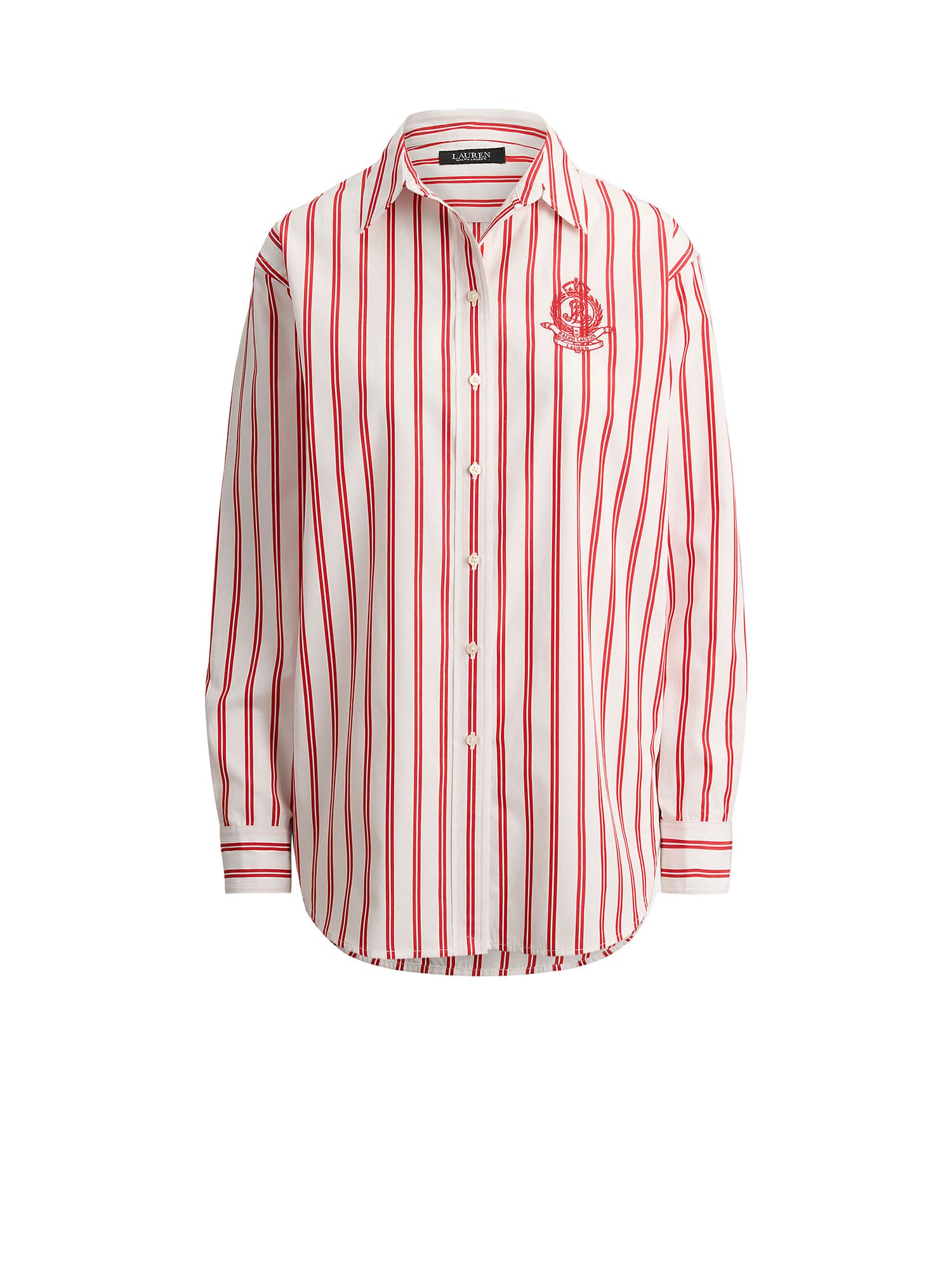 Lauren Ralph Lauren Camicia a righe in tessuto broadcloth dalla vestibilità comoda Red