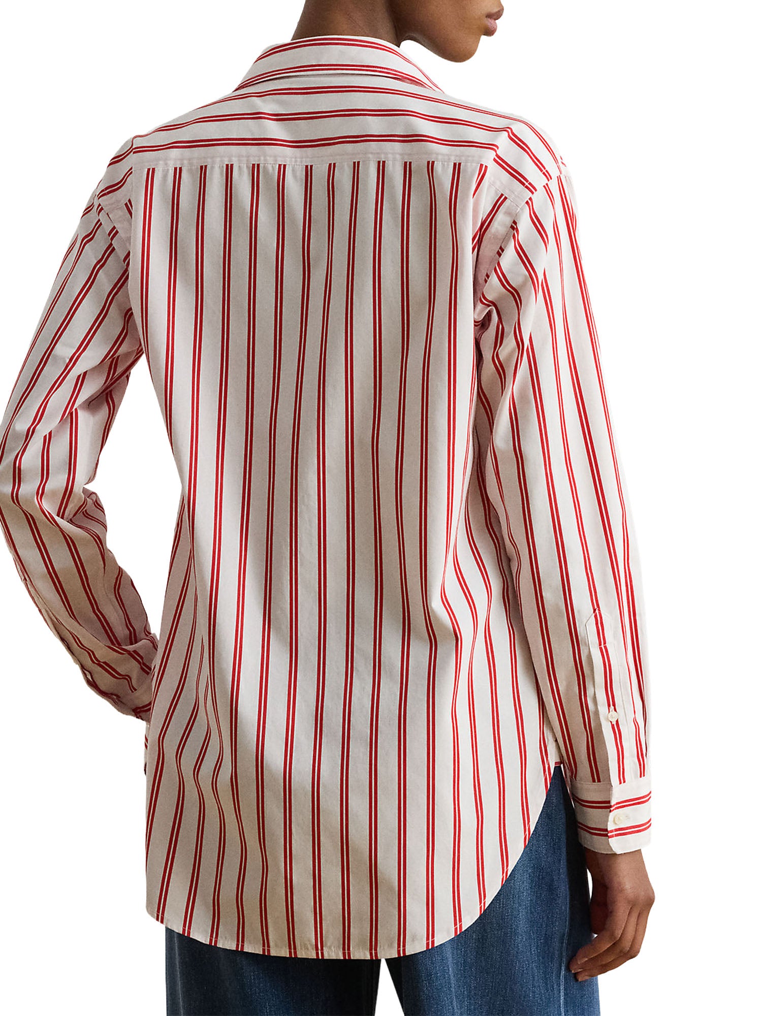Lauren Ralph Lauren Camicia a righe in tessuto broadcloth dalla vestibilità comoda Rosso