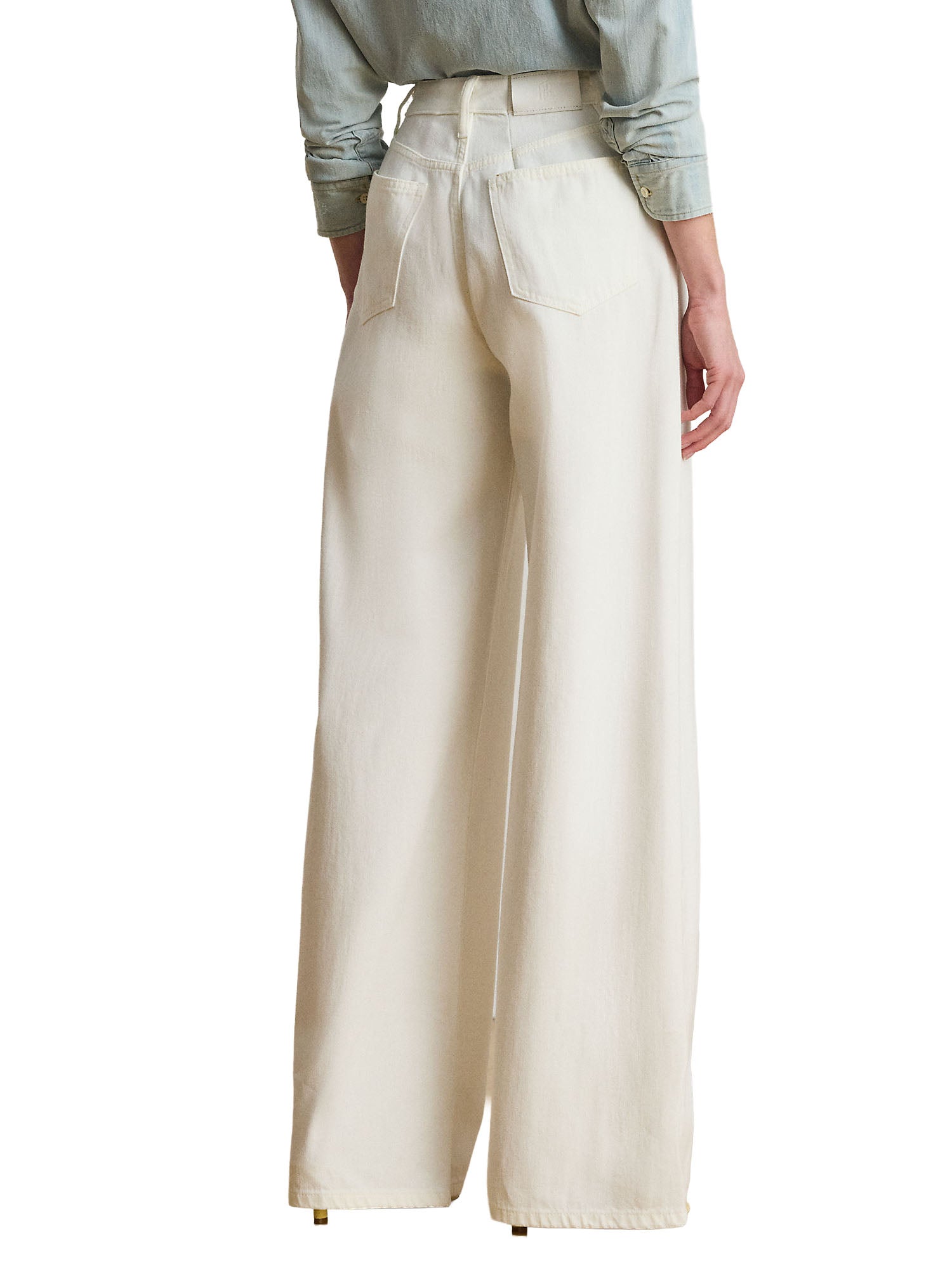 Lauren Ralph Lauren Jeans a Vita Alta e Gamba Larga Bianco