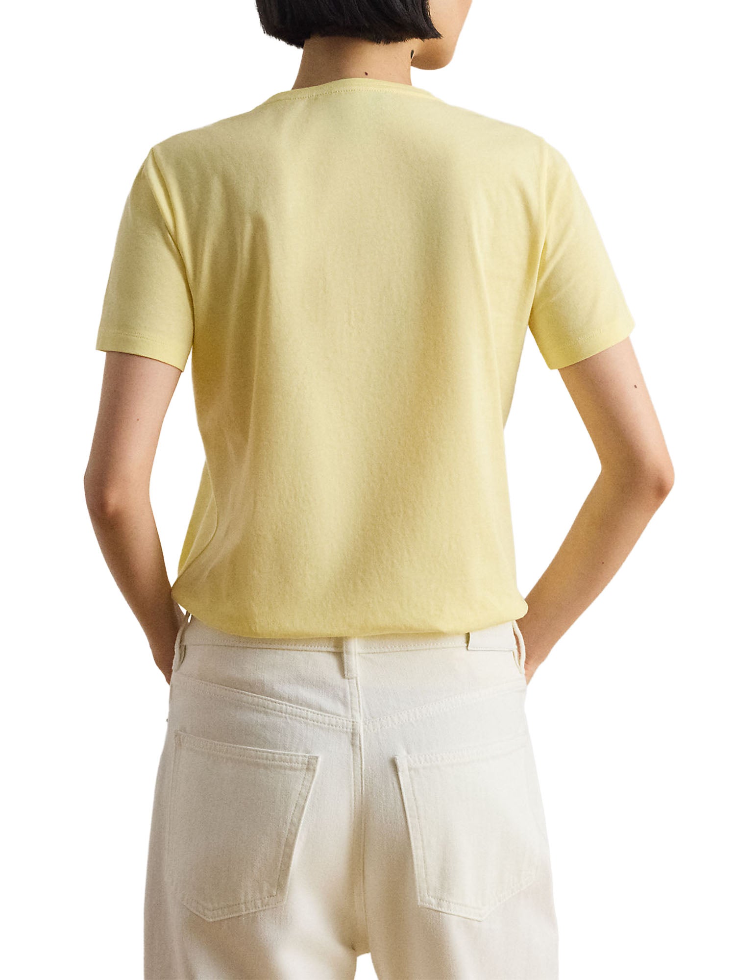 Lauren Ralph Lauren T-Shirt in  Jersey di Cotone con Stemma Ricamato Giallo