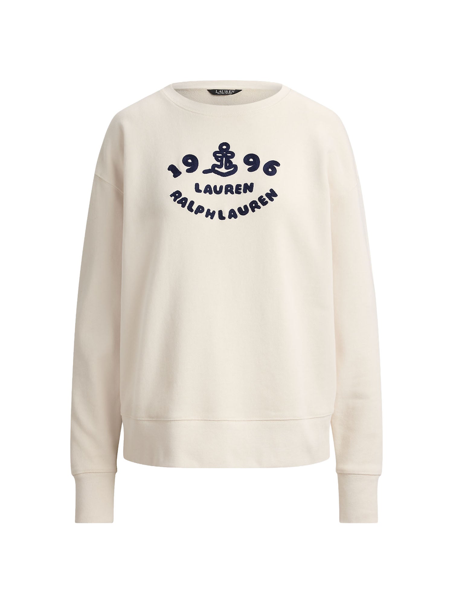 Lauren Ralph Lauren Felpa in spugna di cotone con logo ancora Bianco