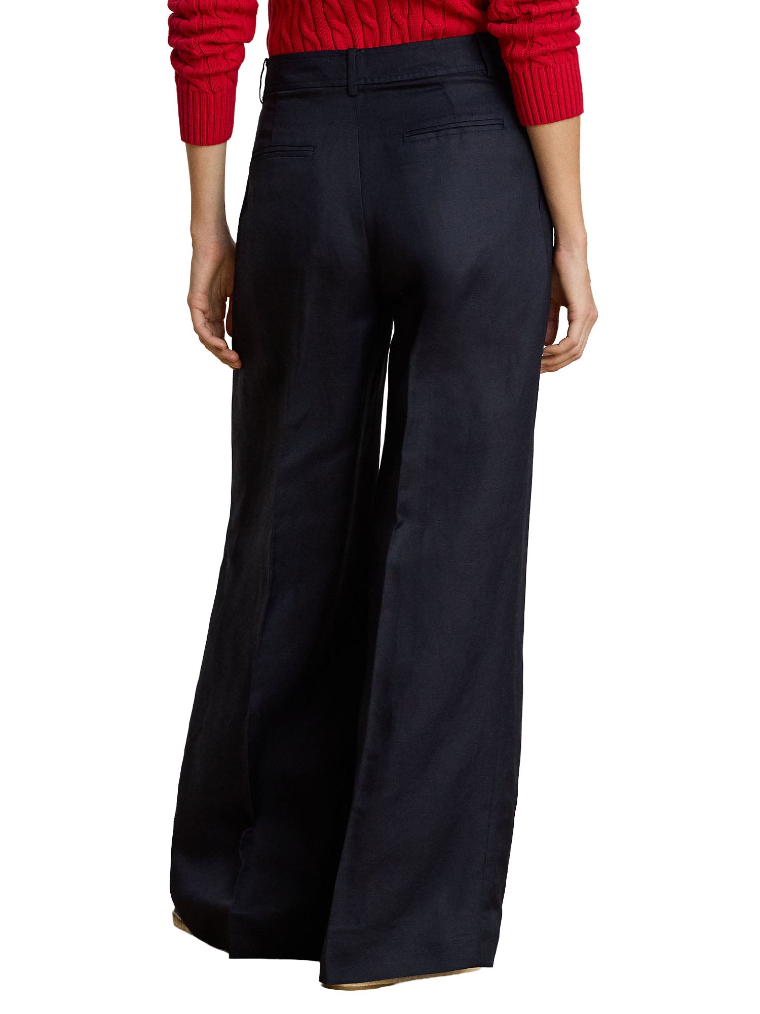 Lauren Ralph Lauren Pantaloni a Gamba Larga Twill Misto Lino Blu