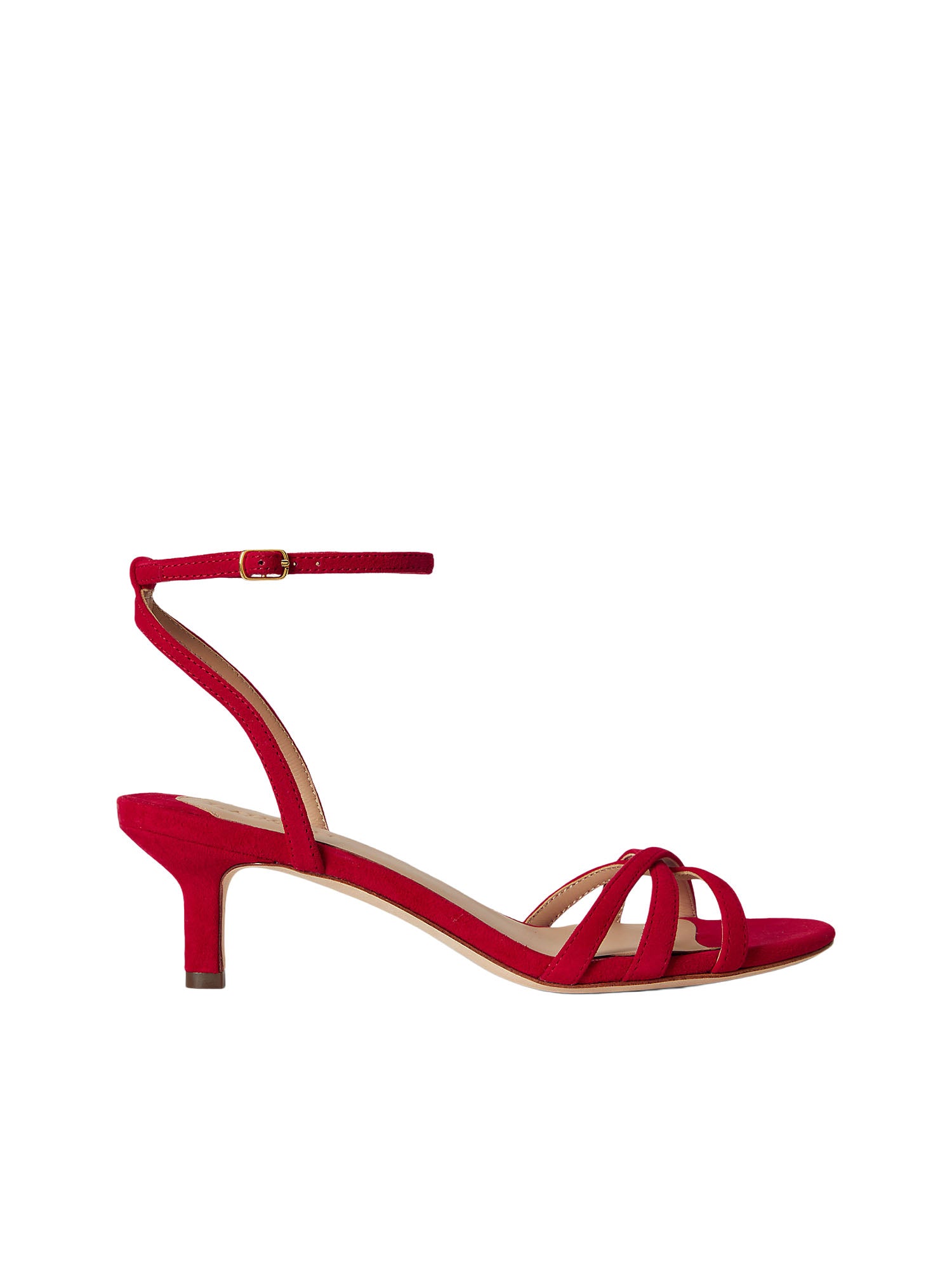 Lauren Ralph Lauren Sandali in Camoscio con Tacco a Gambo Kinokl di Kendyl Rosso