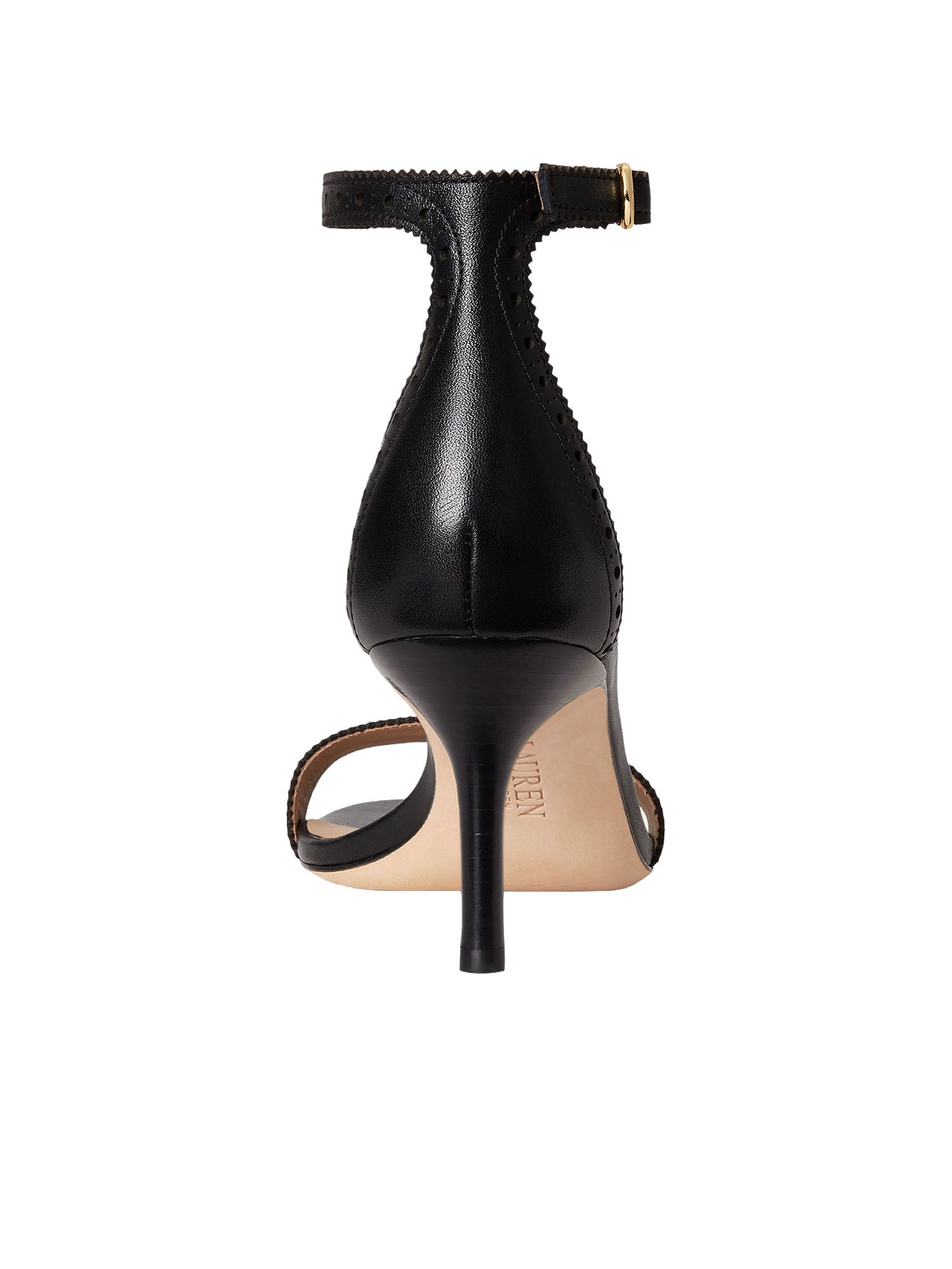 Lauren Ralph Lauren Sandalo Allie Con Tacco in Pelle Traforata Nero