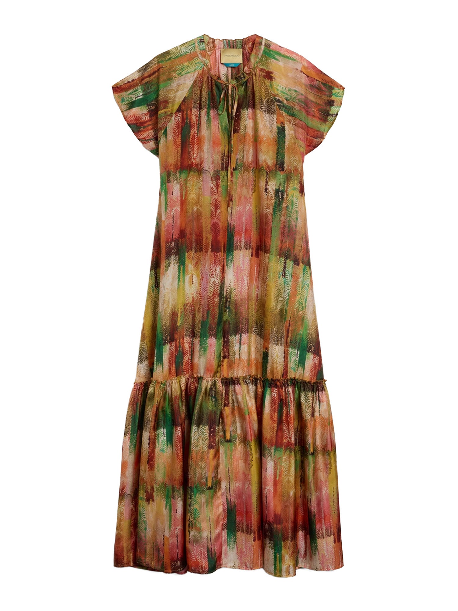 Momonì Vestito Paloma in Habutai Stampato Verde