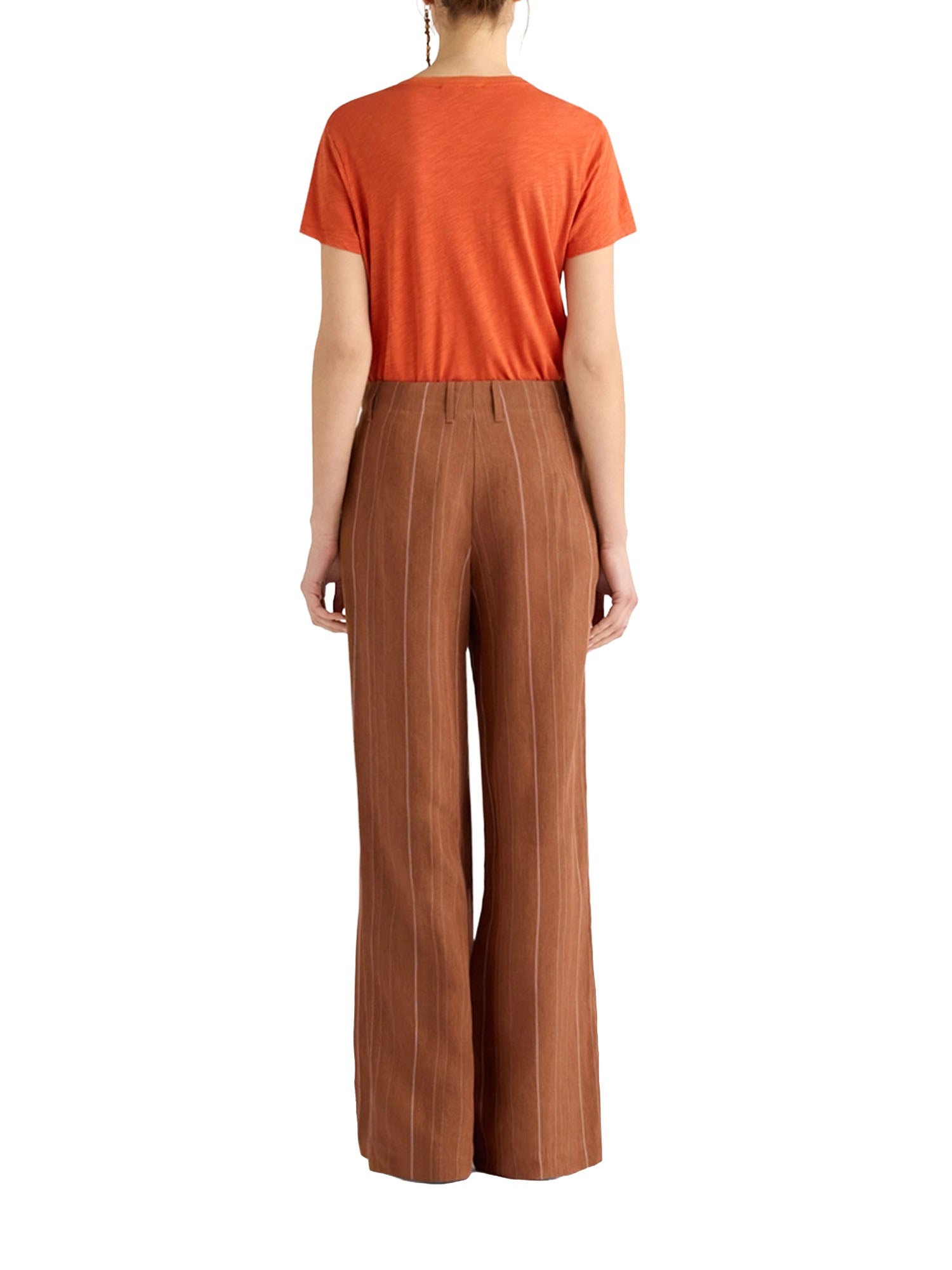 Momonì Pantaloni Romero in Lino Marrone