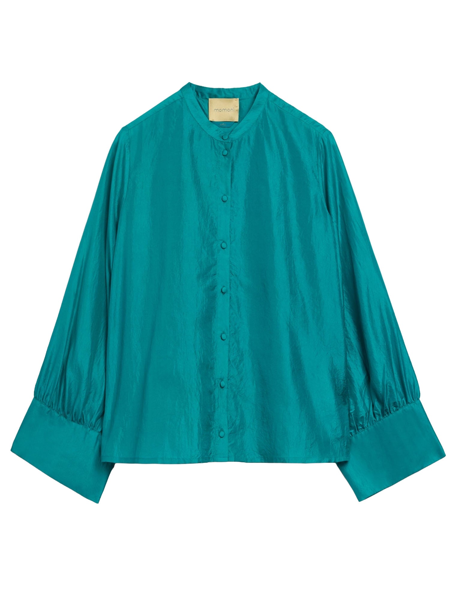 Momonì Camicia Franklin in Habutai Unito Verde