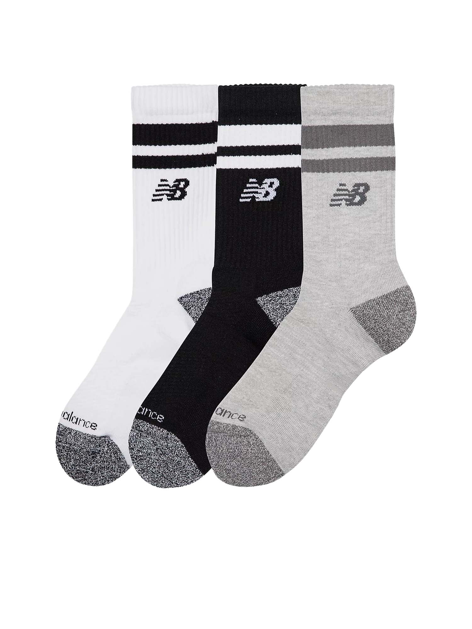 New Balance Active Premium Stripe Crew Socks 3 Pack Bianco