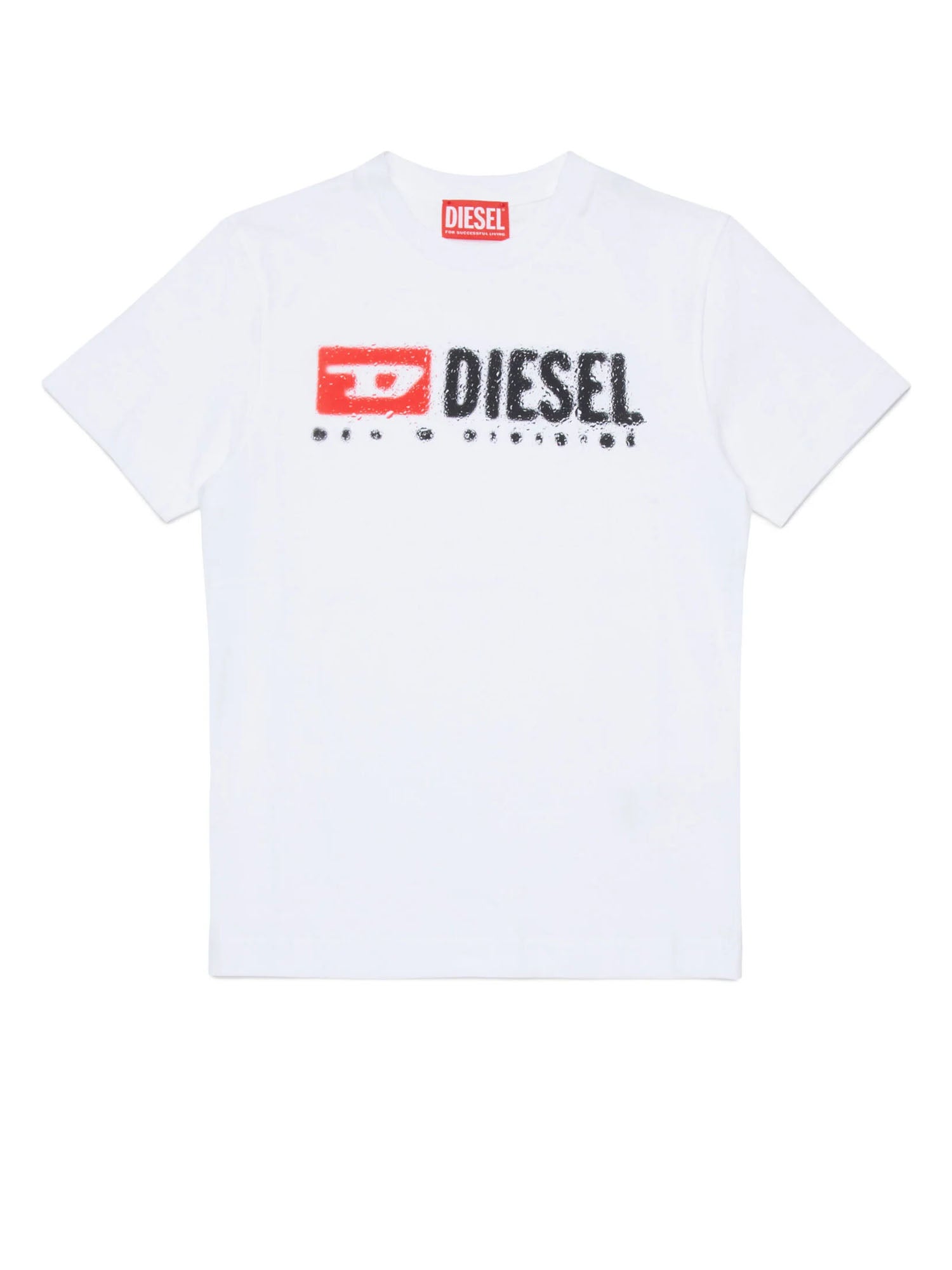 Diesel Maglietta in jersey con logo Kids Bianco