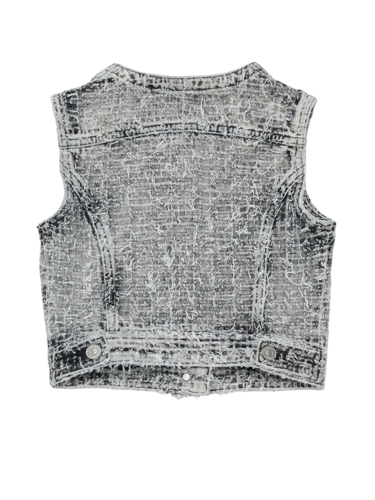 Diesel Giacca di jeans senza maniche con logo Bambino Nero