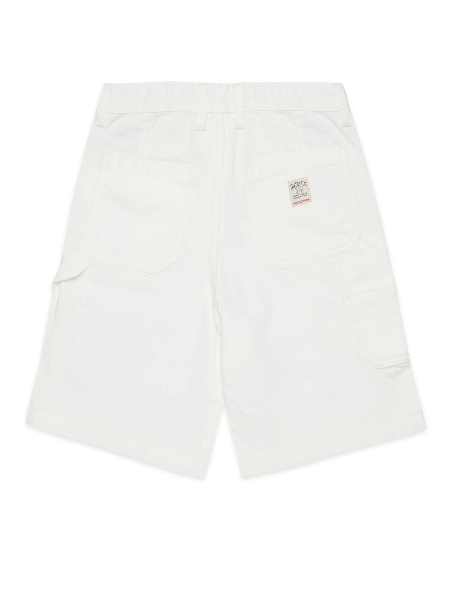 Diesel Pantaloncini in denim bianco con logo Kids Bianco