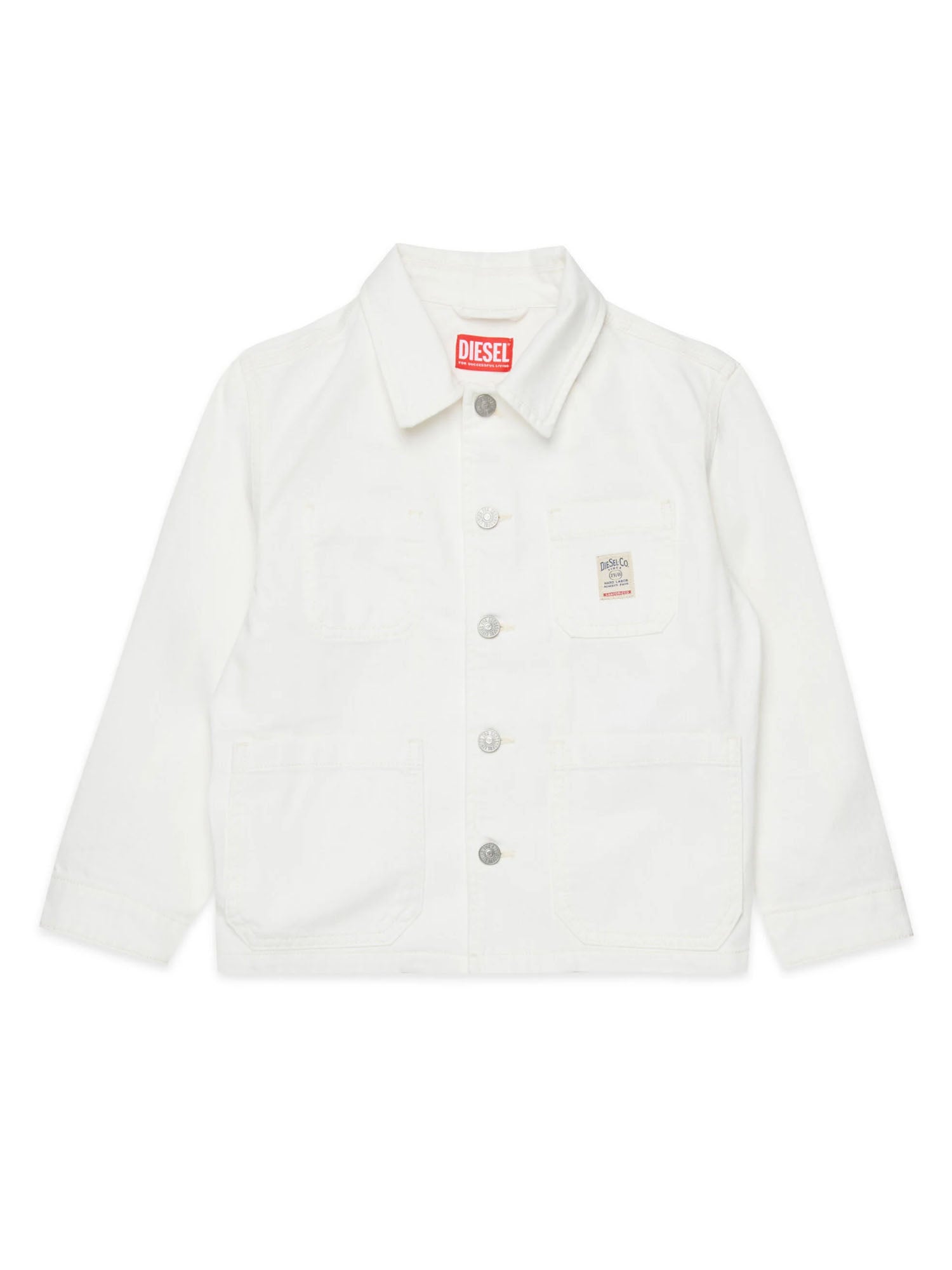 Diesel Giacca in denim con logo Kids Bianco