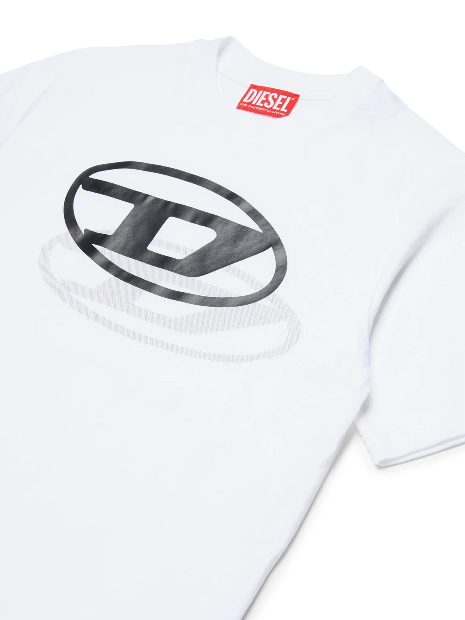 Diesel T-shirt con logo Oval D stampato Kids Bianco