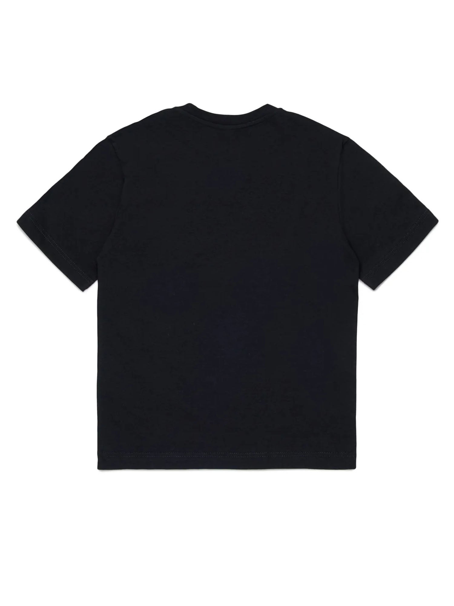 Diesel T-shirt con logo Oval D stampato Kids Nero