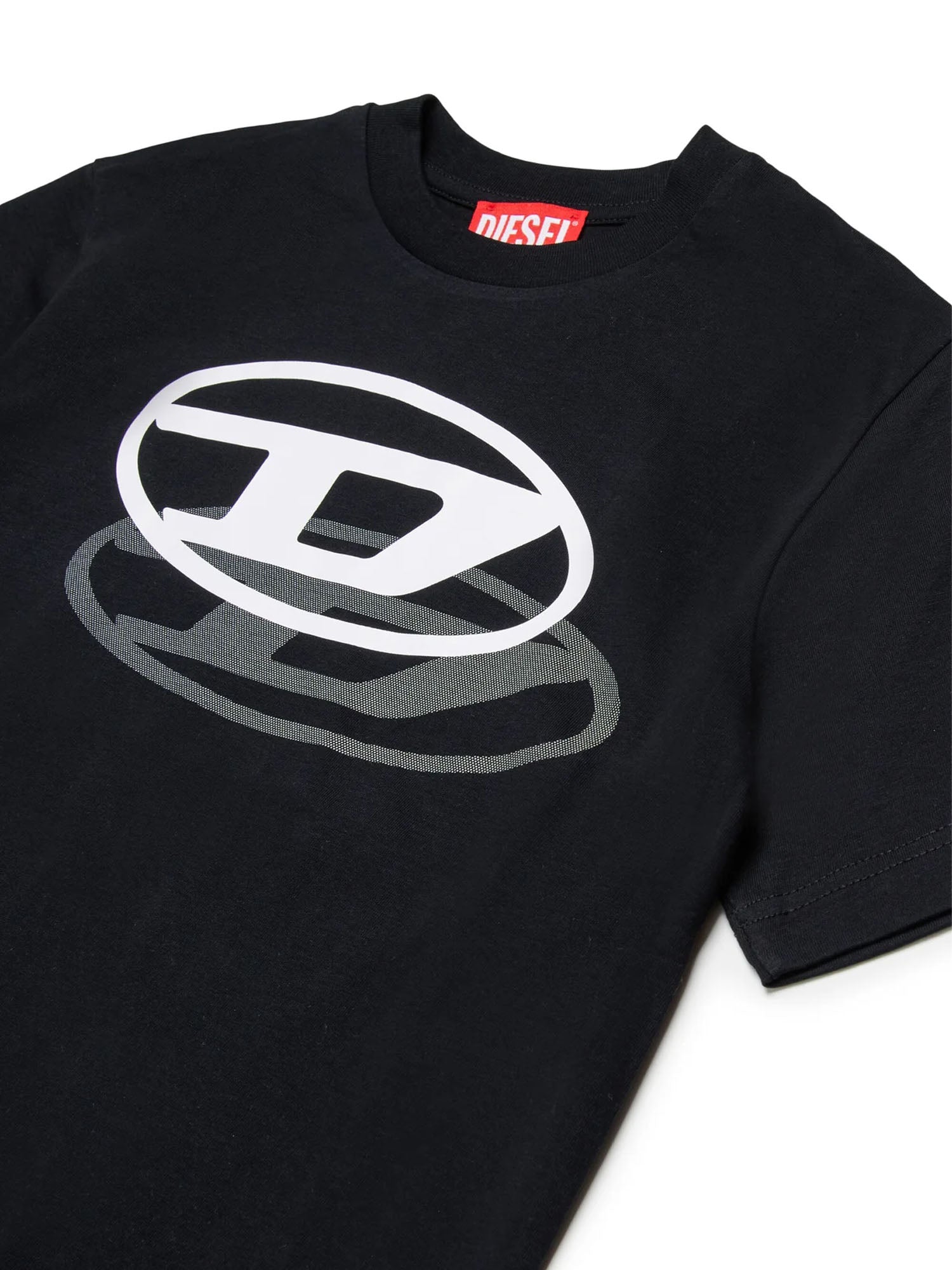 Diesel T-shirt con logo Oval D stampato Kids Nero