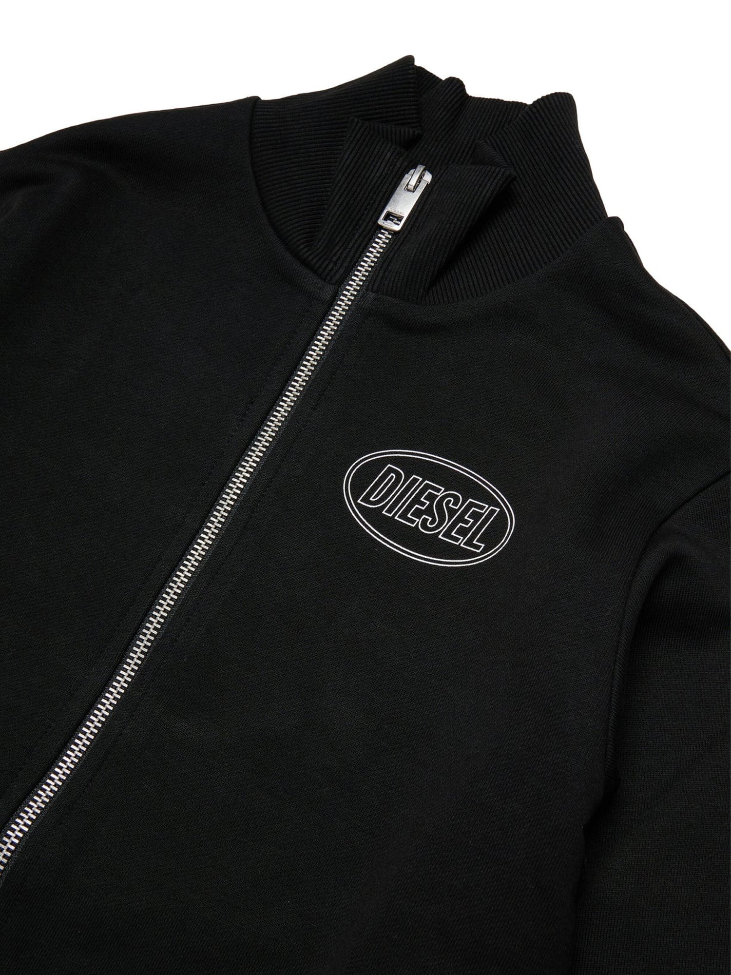 Diesel Felpa full zip con logo Kids Nero