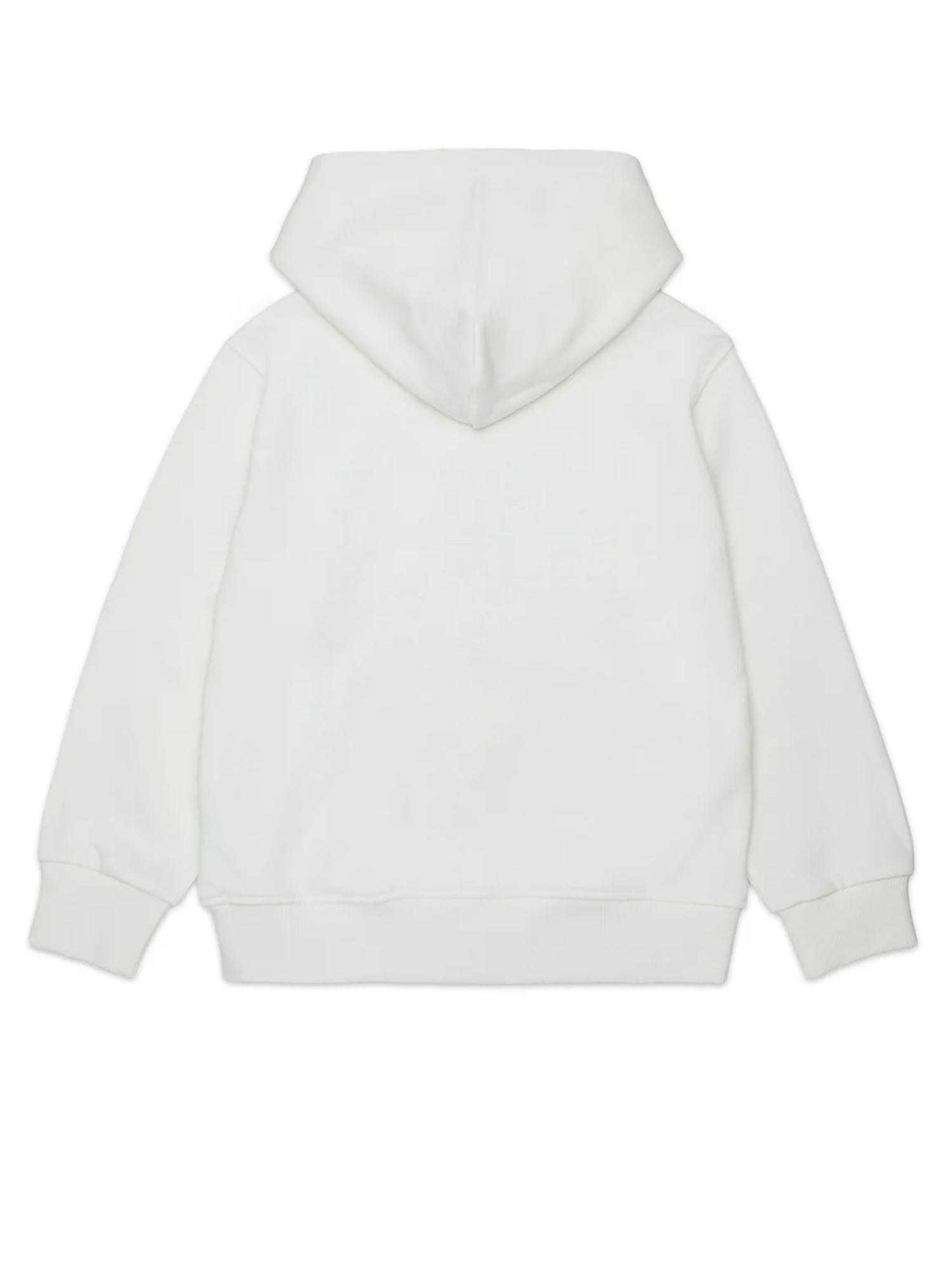 Diesel Felpa con cappuccio con maxi logo kids Bianco