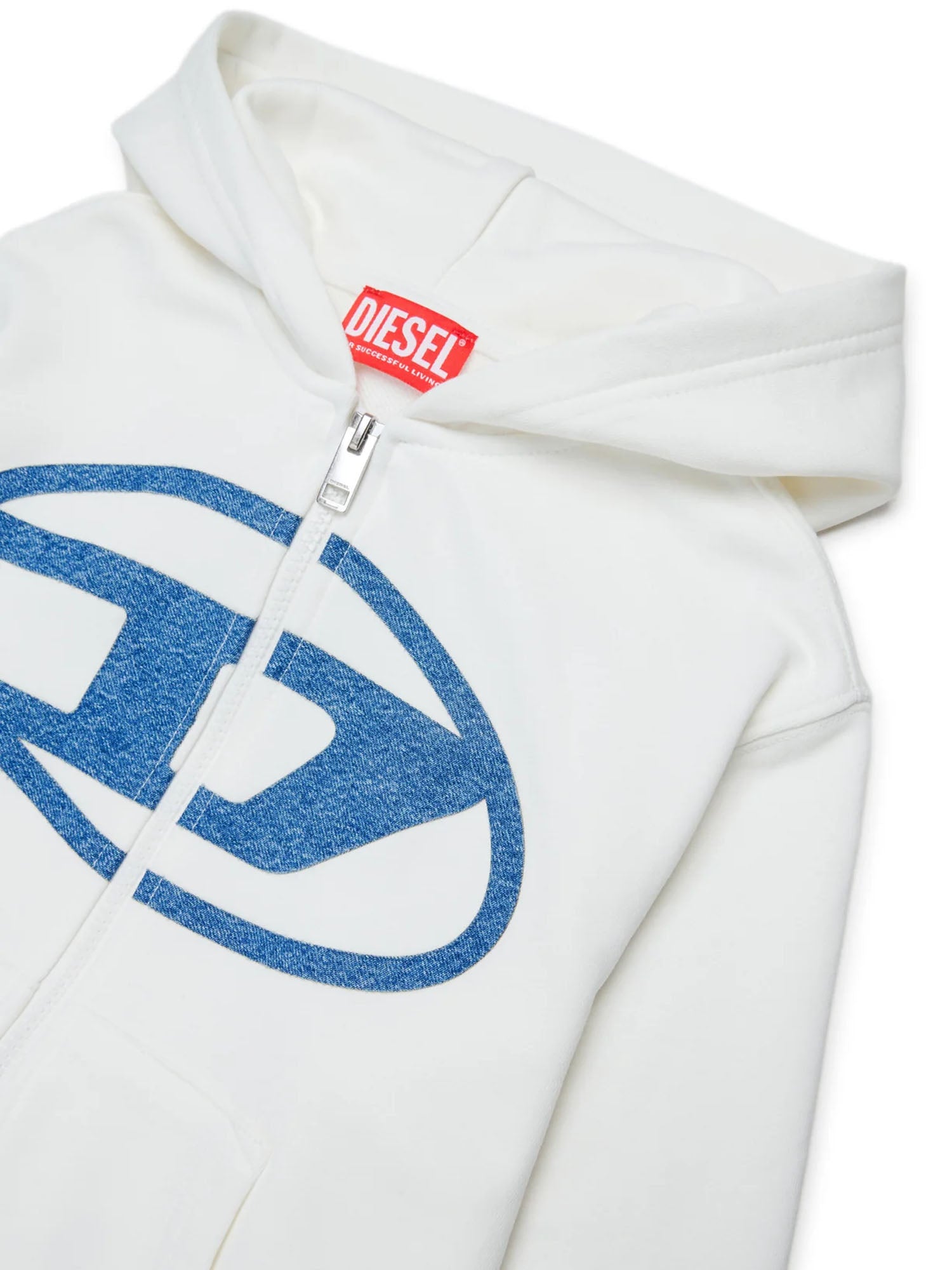 Diesel Felpa con cappuccio con maxi logo kids Bianco