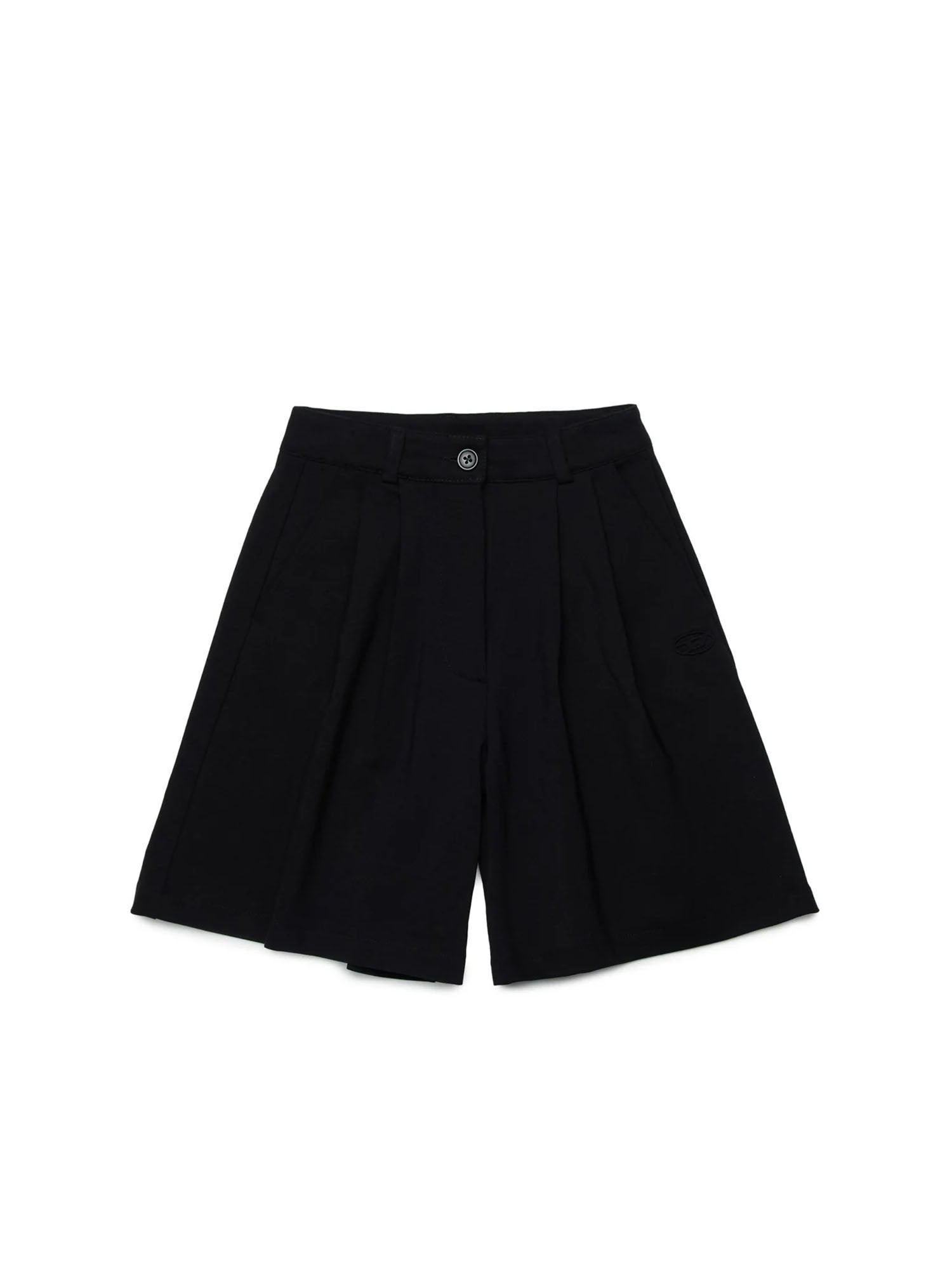 Diesel Shorts formali con logo e pinces Kids Nero