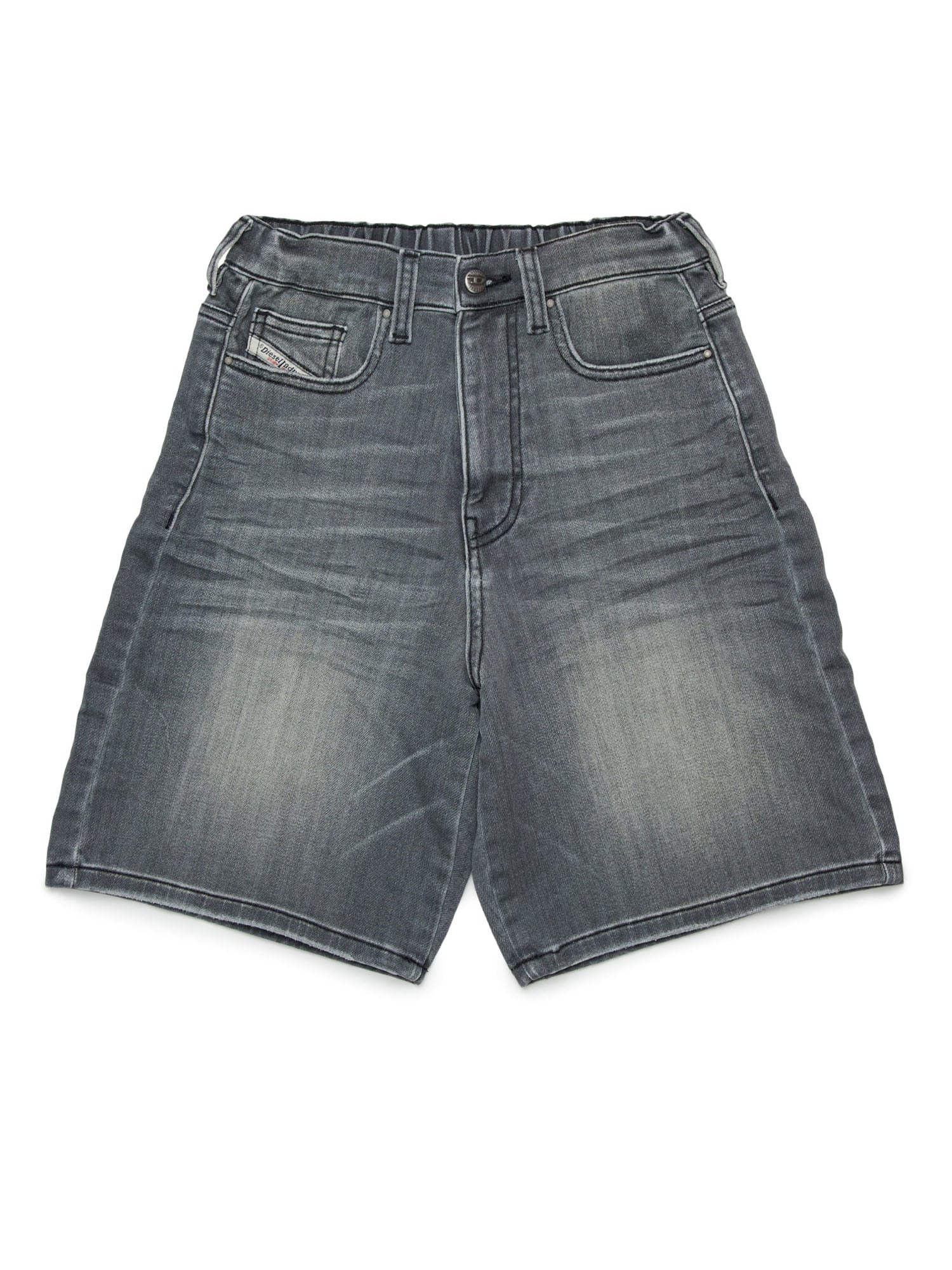 Diesel Shorts JoggJeans con lavaggio vissuto Bambino Nero