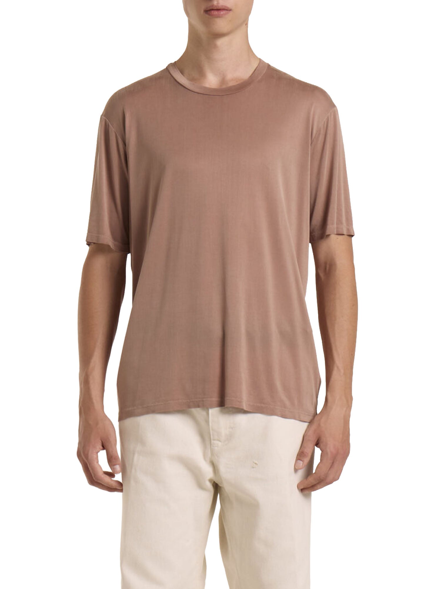 Daniele Fiesoli T-shirt paricollo cupro elastane Marrone