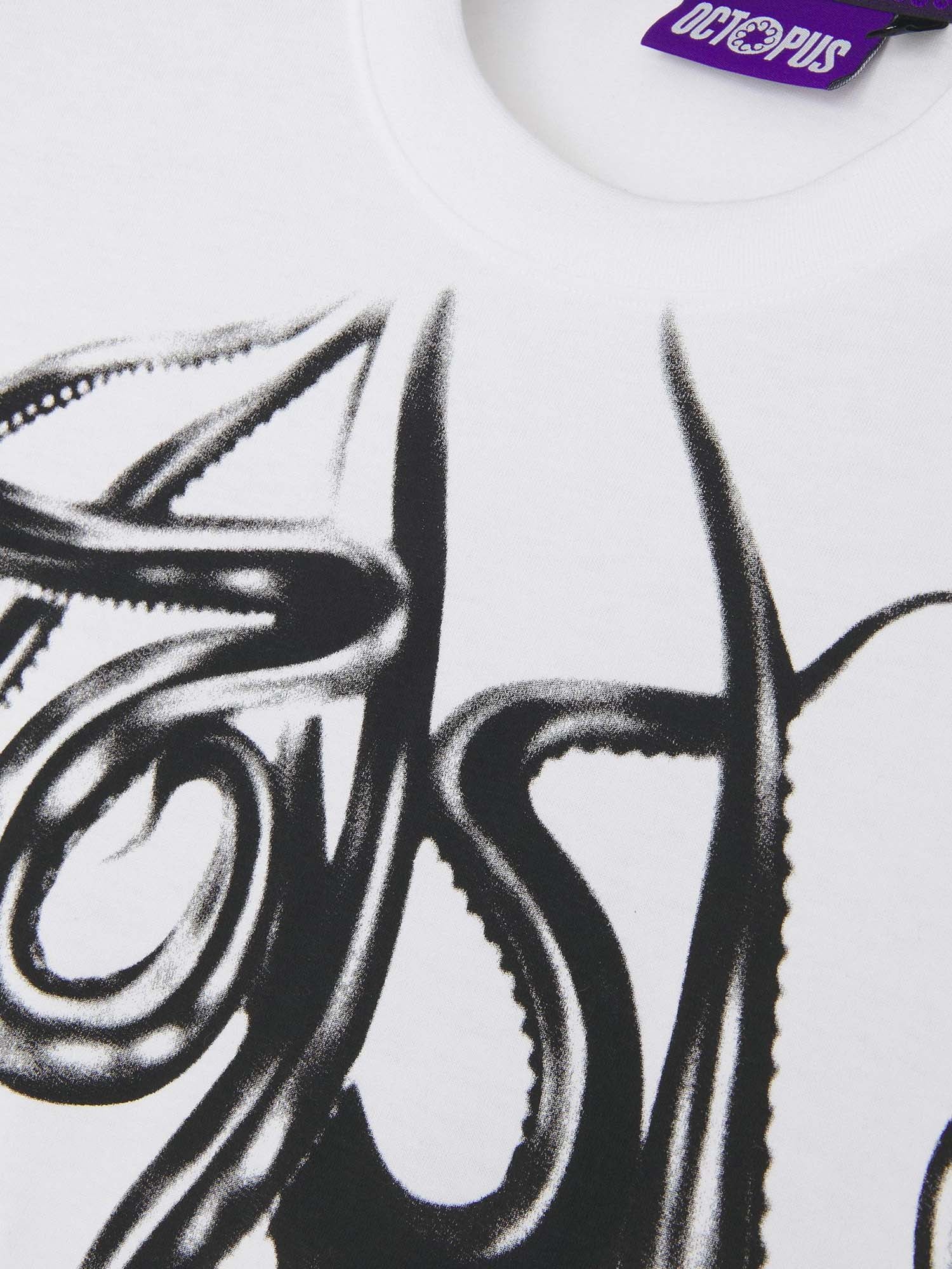 Octopus Kraken Airbrush Tee Bianco