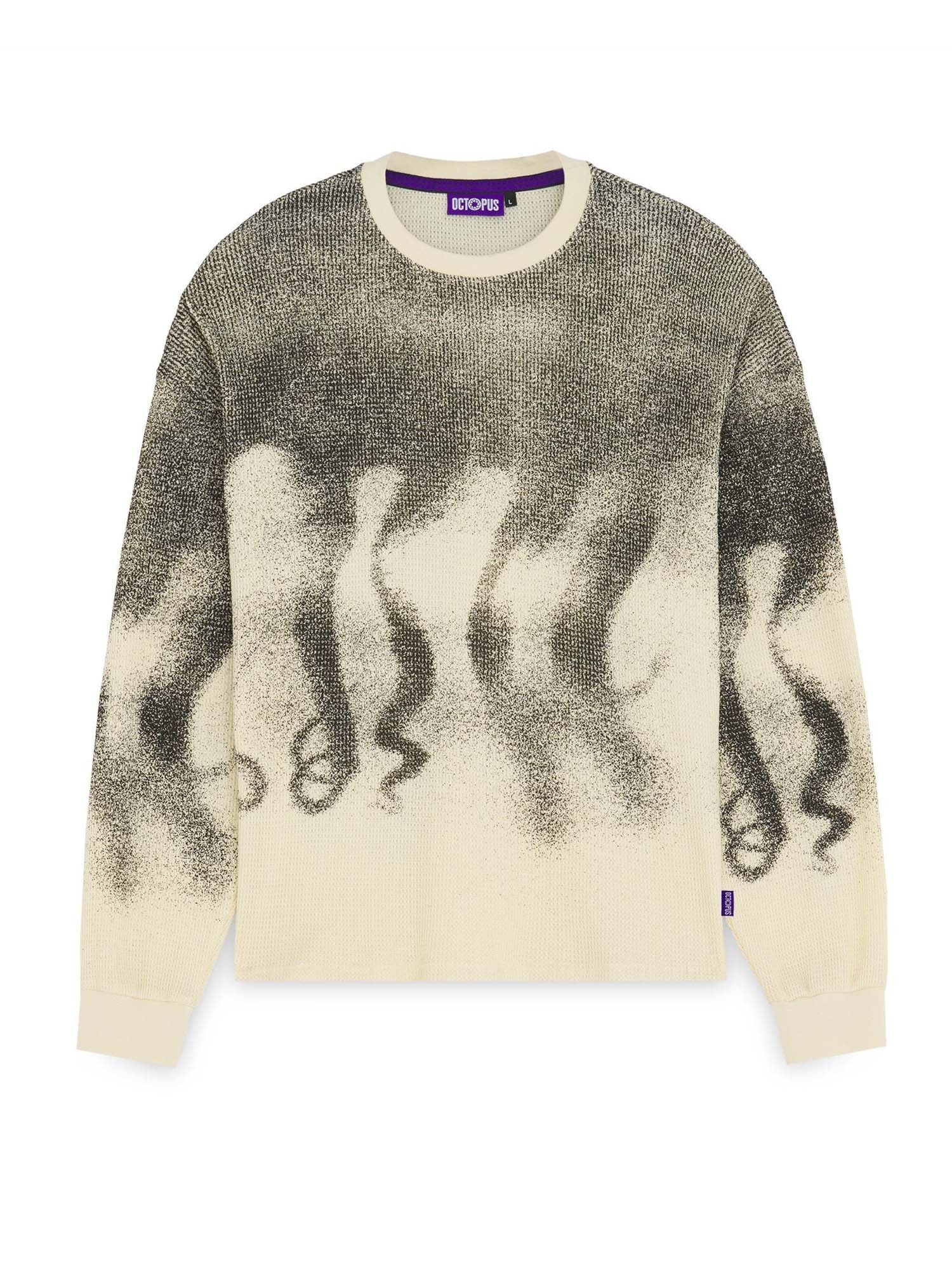 Octopus Octopus Faded Waffle LS Tee Bianco
