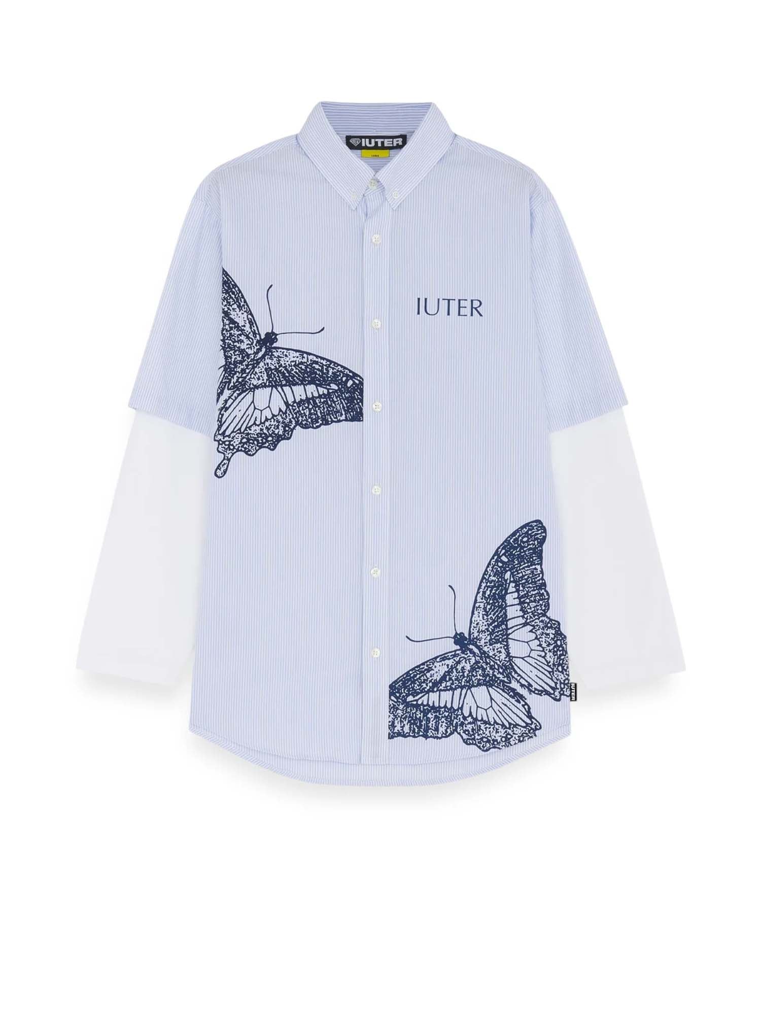 Iuter Butterfly Stripes Double LS Shirt Azzurro