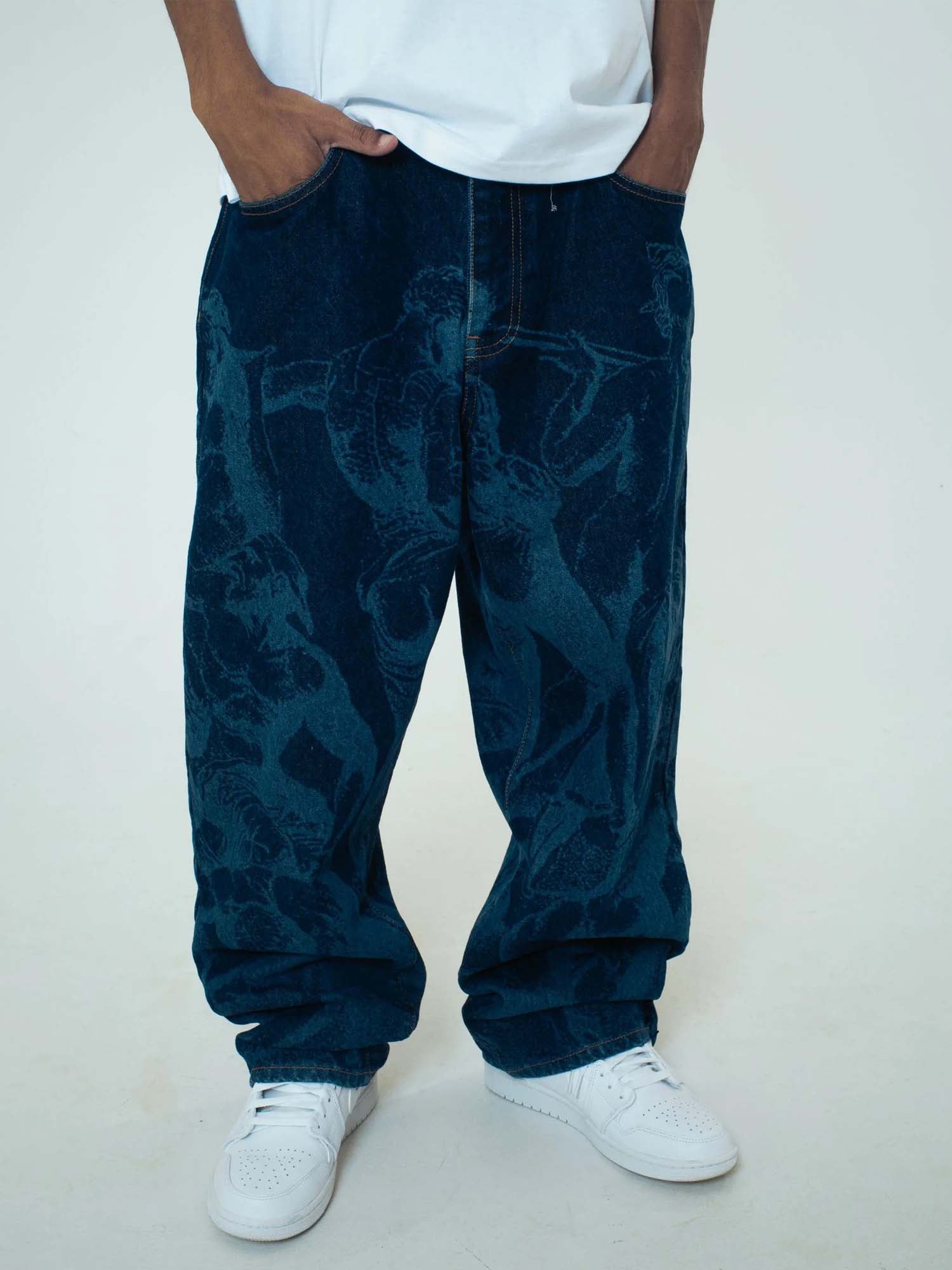 Iuter Battle Laser Baggy Denim Pants Blu