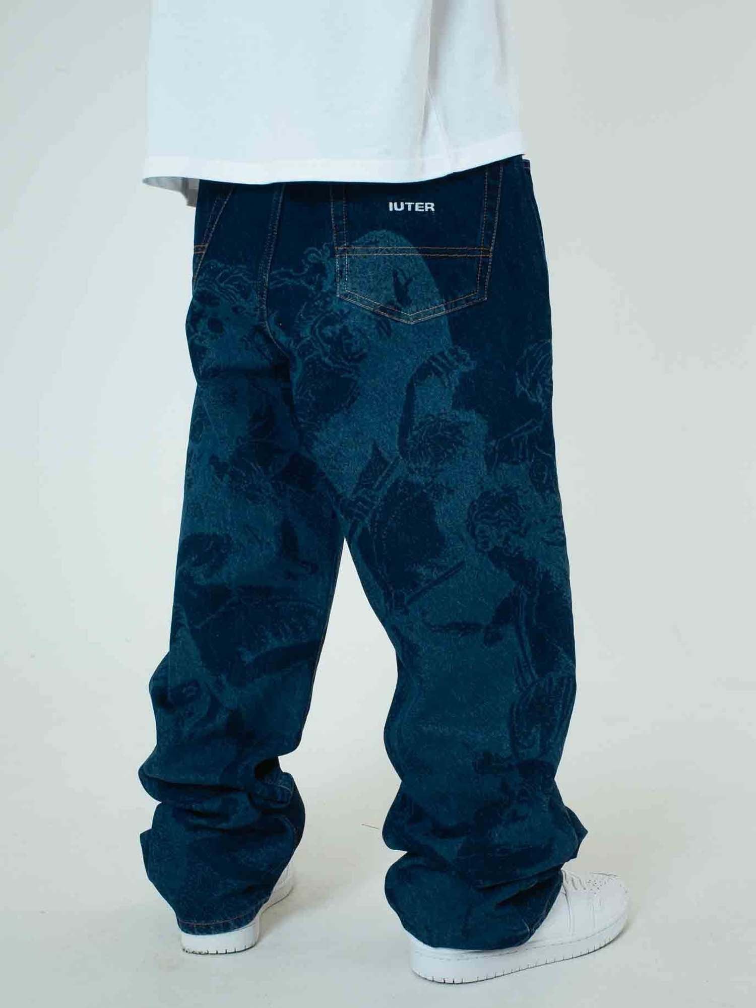 Iuter Battle Laser Baggy Denim Pants Blu