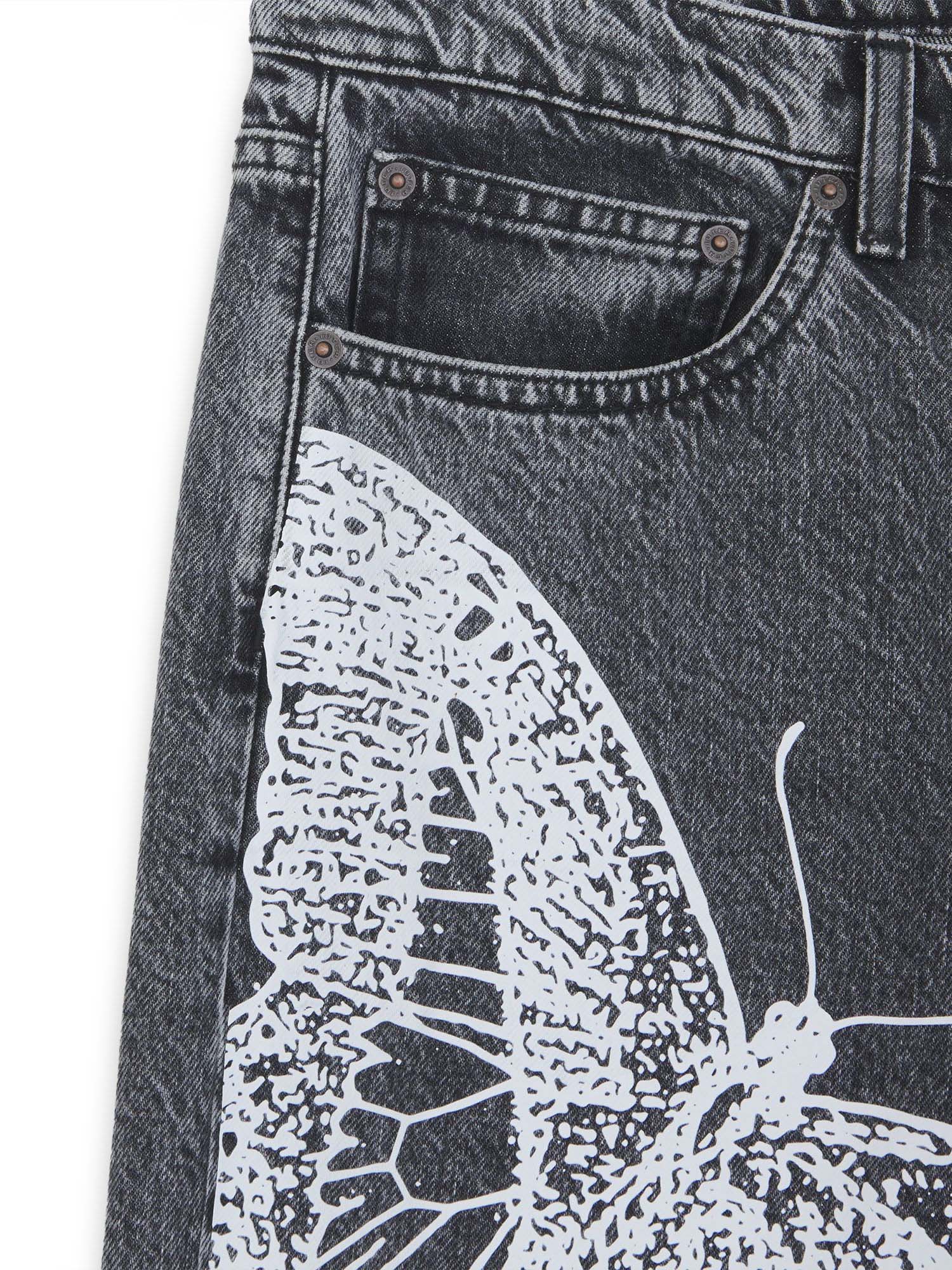 Iuter Butterfly Loose Denim Pants Grigio