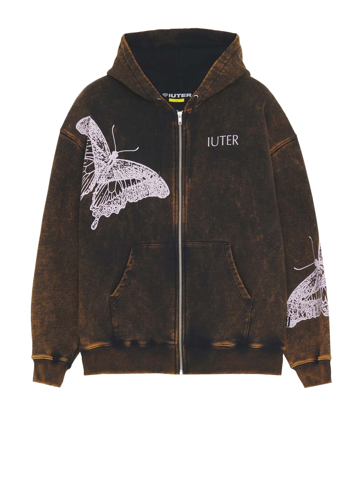Iuter Butterfly Marble Zip Hoodie Marrone