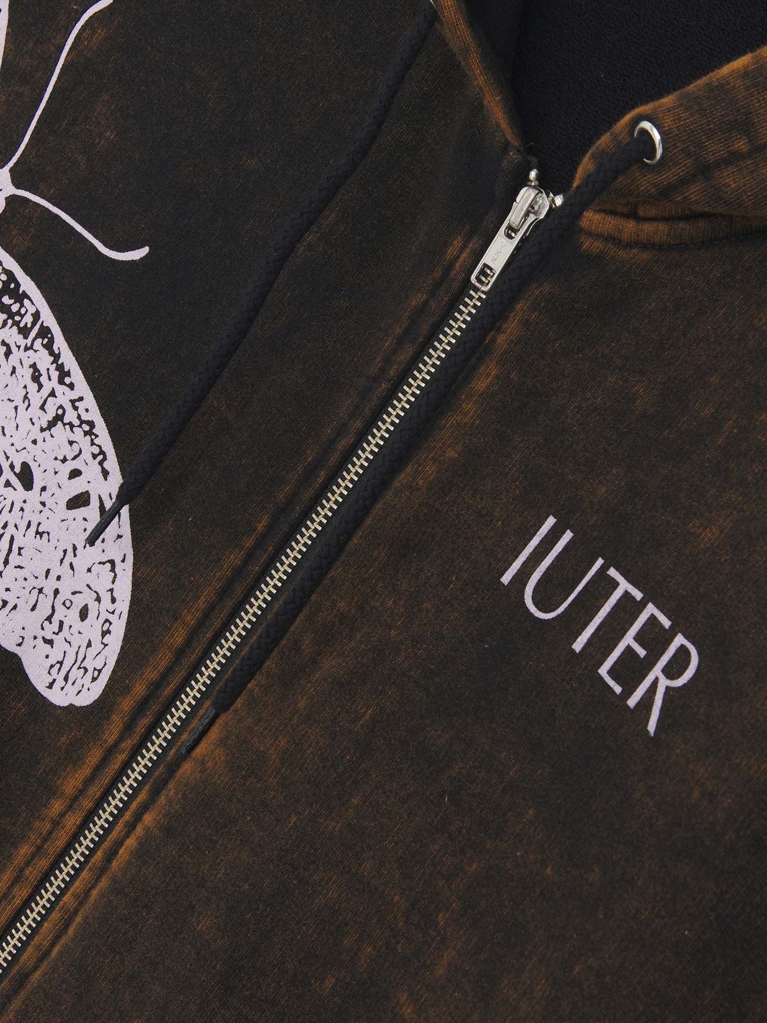 Iuter Butterfly Marble Zip Hoodie Marrone