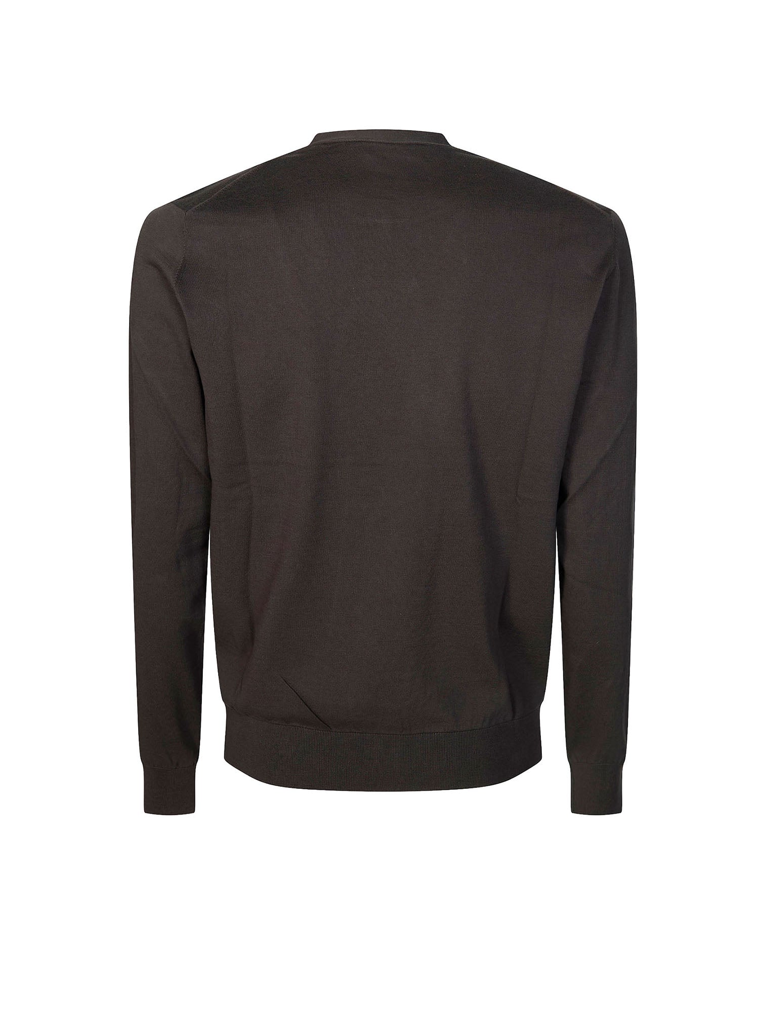 Paolo Pecora Maglia girocollo in seta cotone rasato Marrone