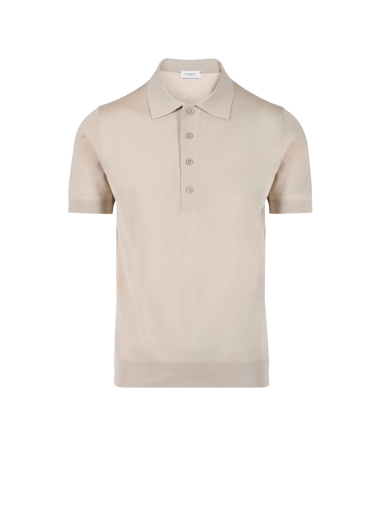 Paolo Pecora Maglia a Polo in Seta Cotone Beige