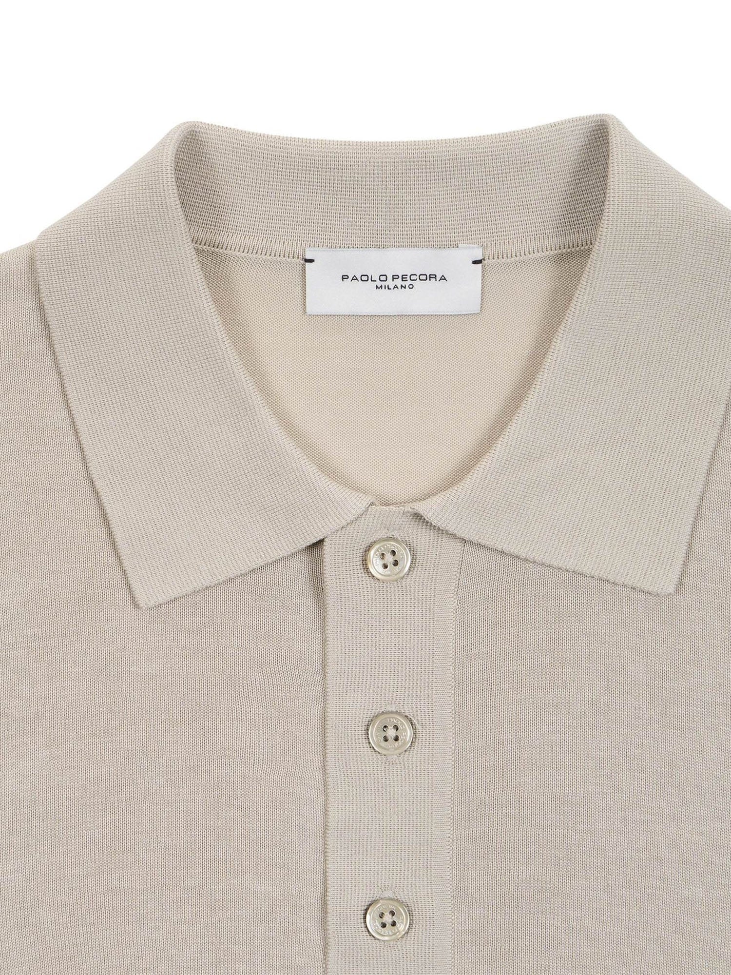 Paolo Pecora Maglia a Polo in Seta Cotone Beige