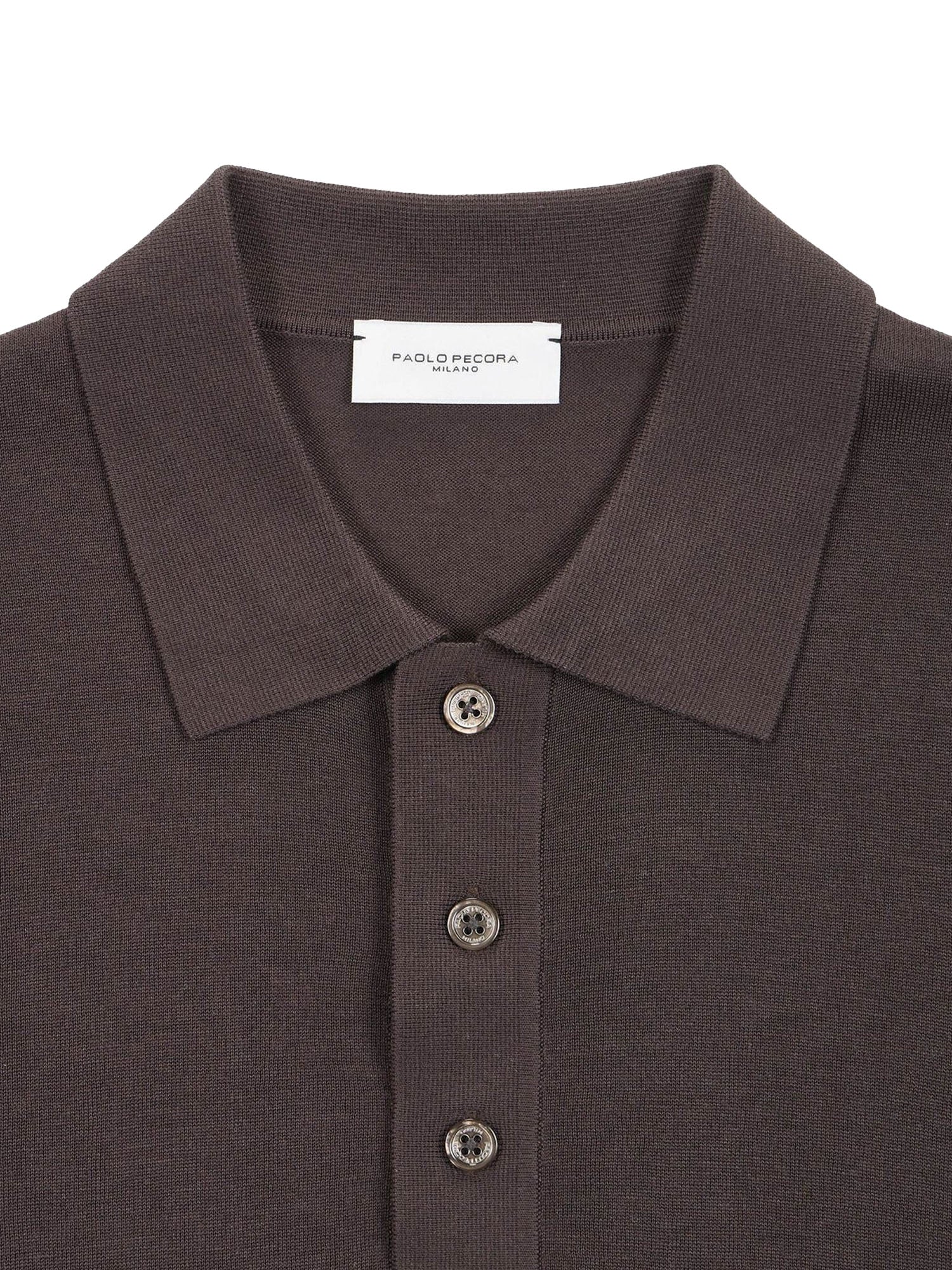 Paolo Pecora Maglia a Polo in Seta Cotone Marrone