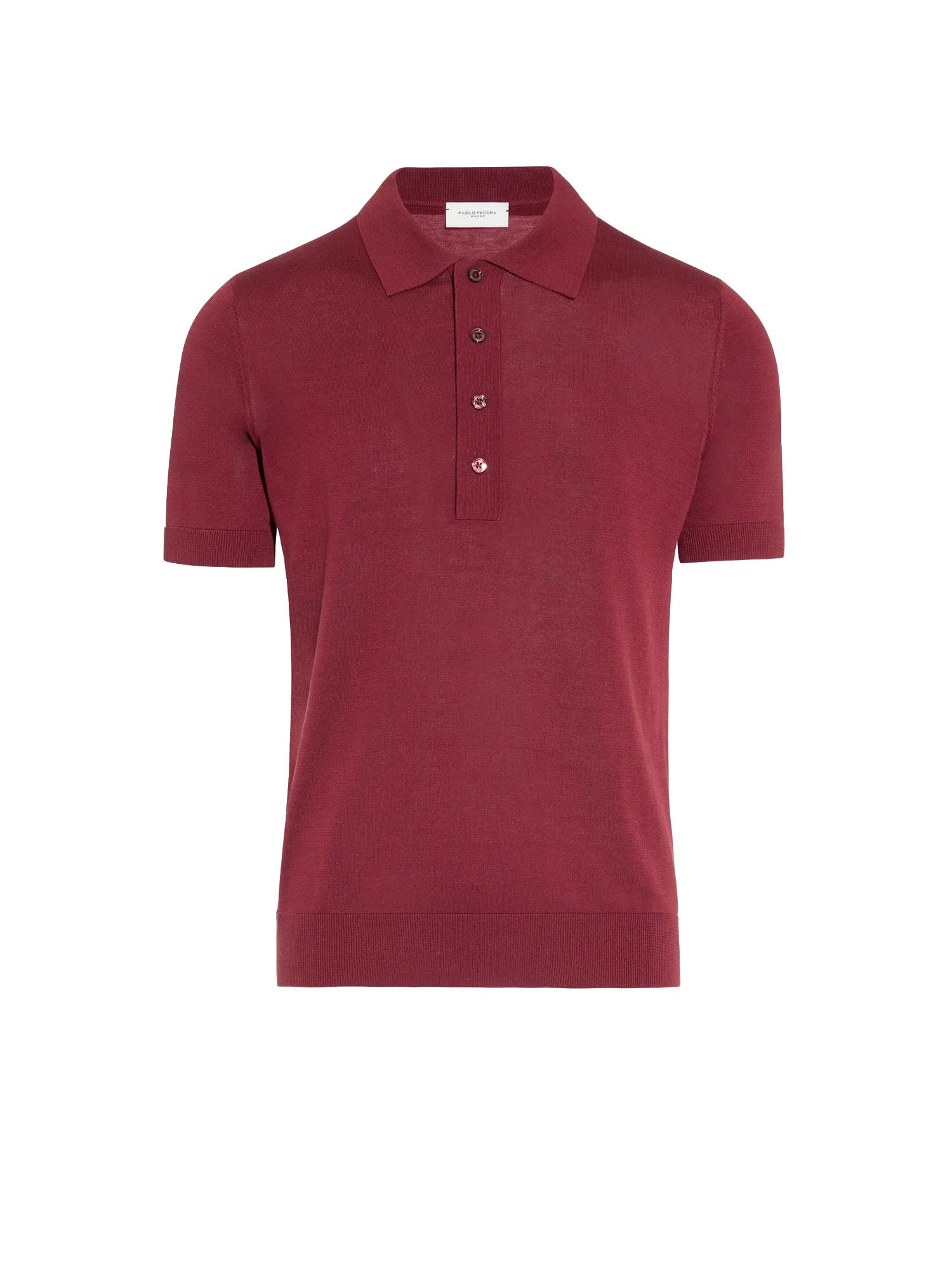 Paolo Pecora Maglia a Polo in Seta Cotone Bordeaux