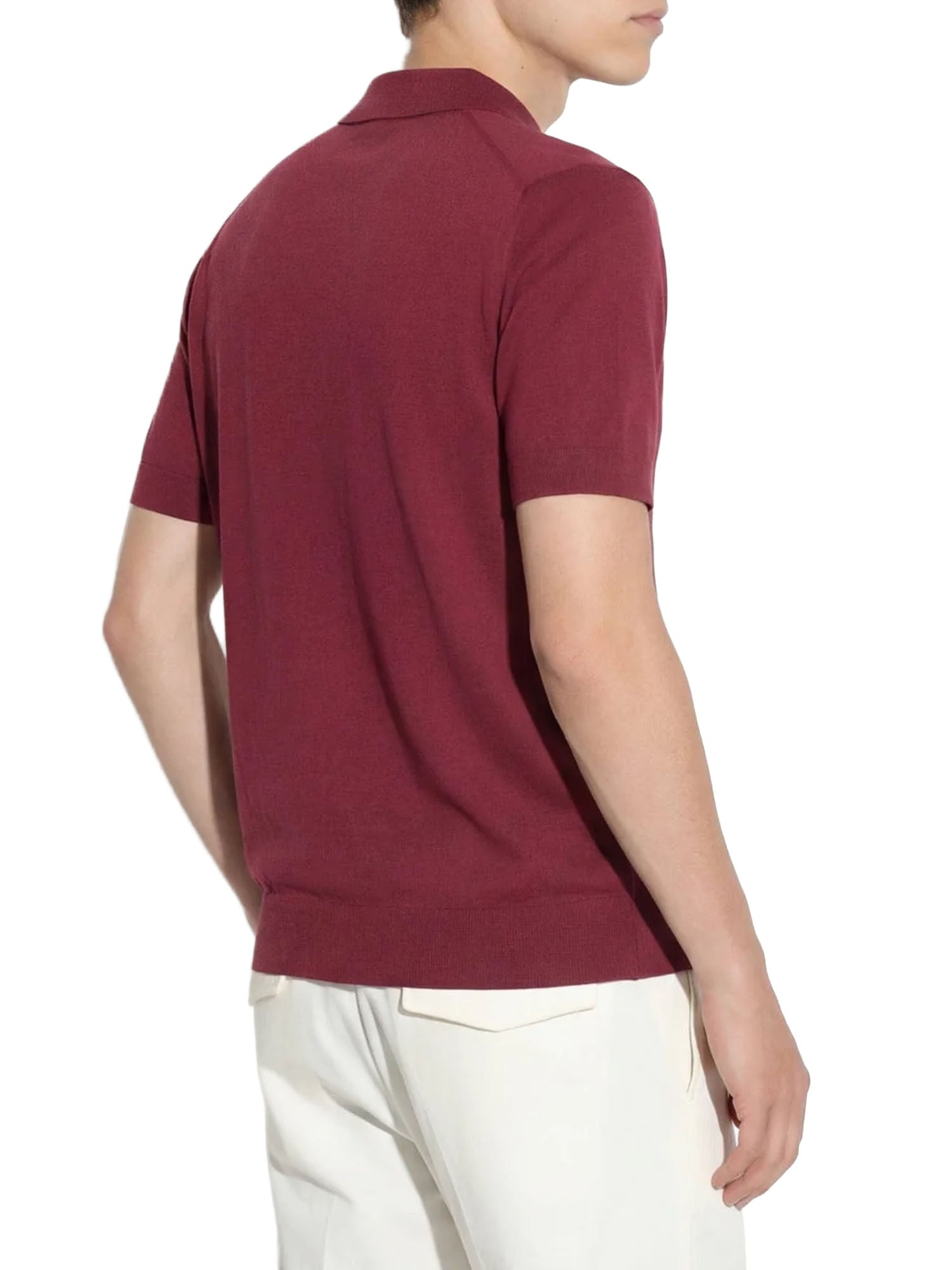 Paolo Pecora Maglia a Polo in Seta Cotone Bordeaux