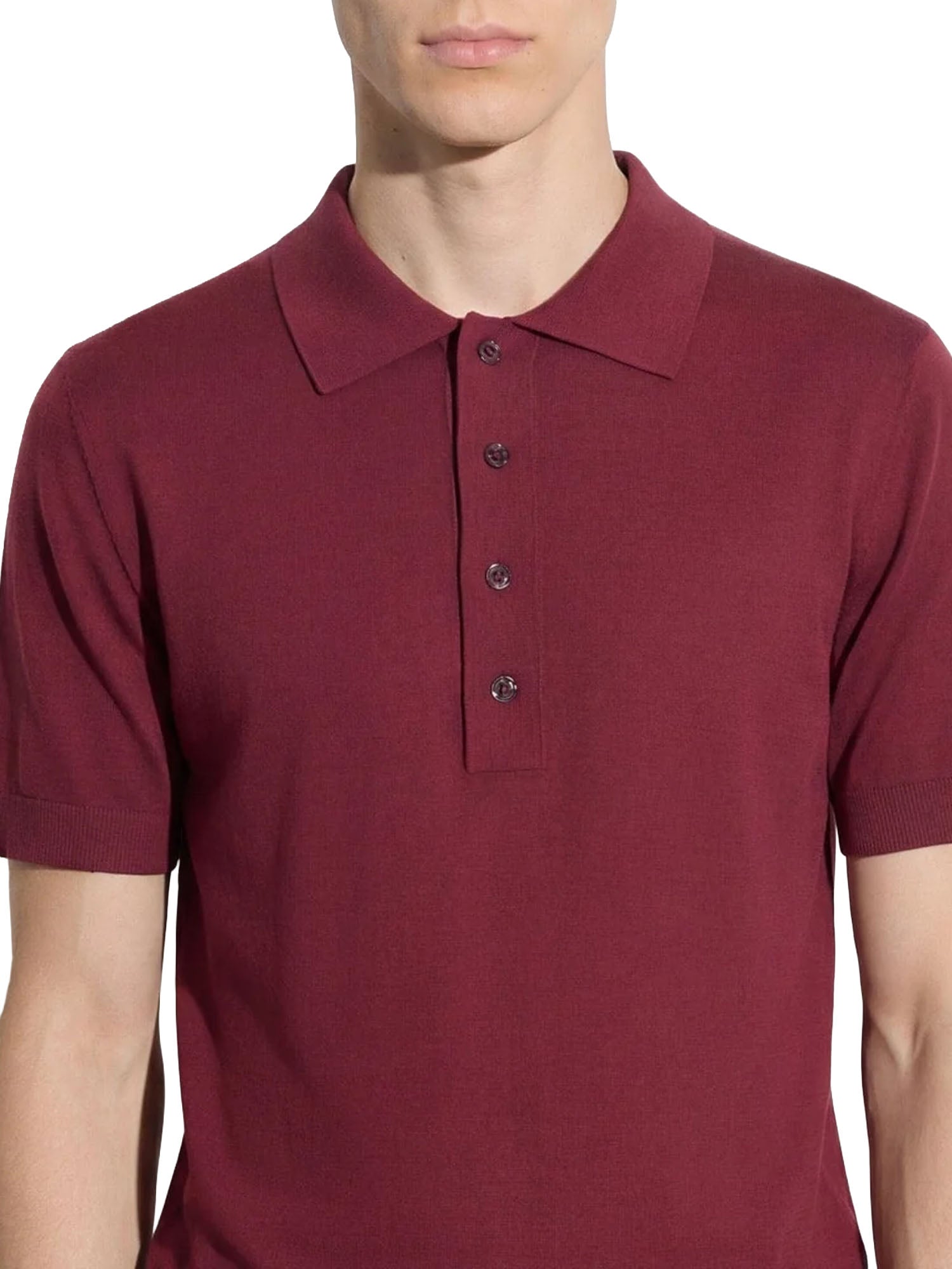 Paolo Pecora Maglia a Polo in Seta Cotone Bordeaux
