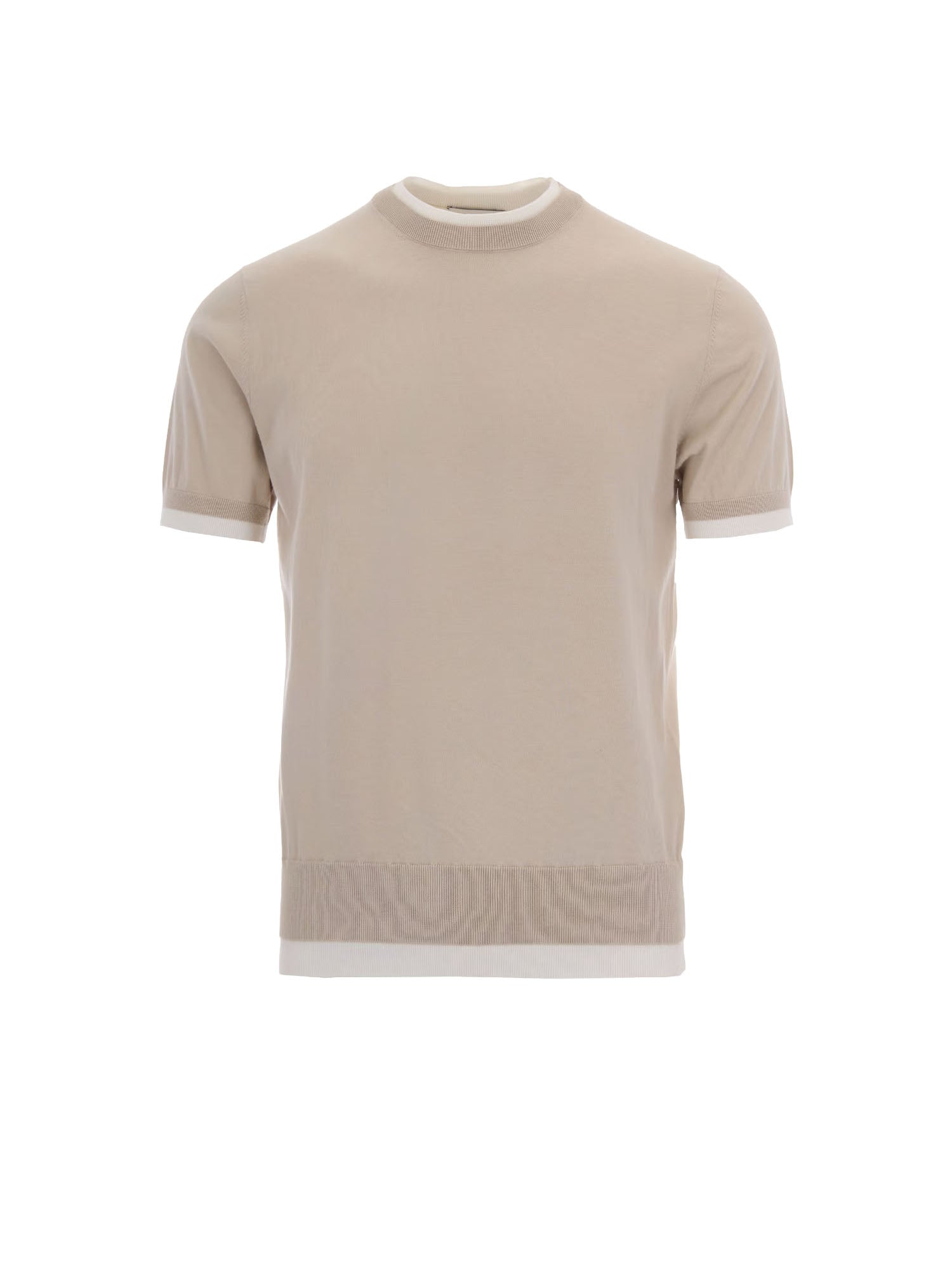 Paolo Pecora Maglia Girocollo Con Contrasti Beige