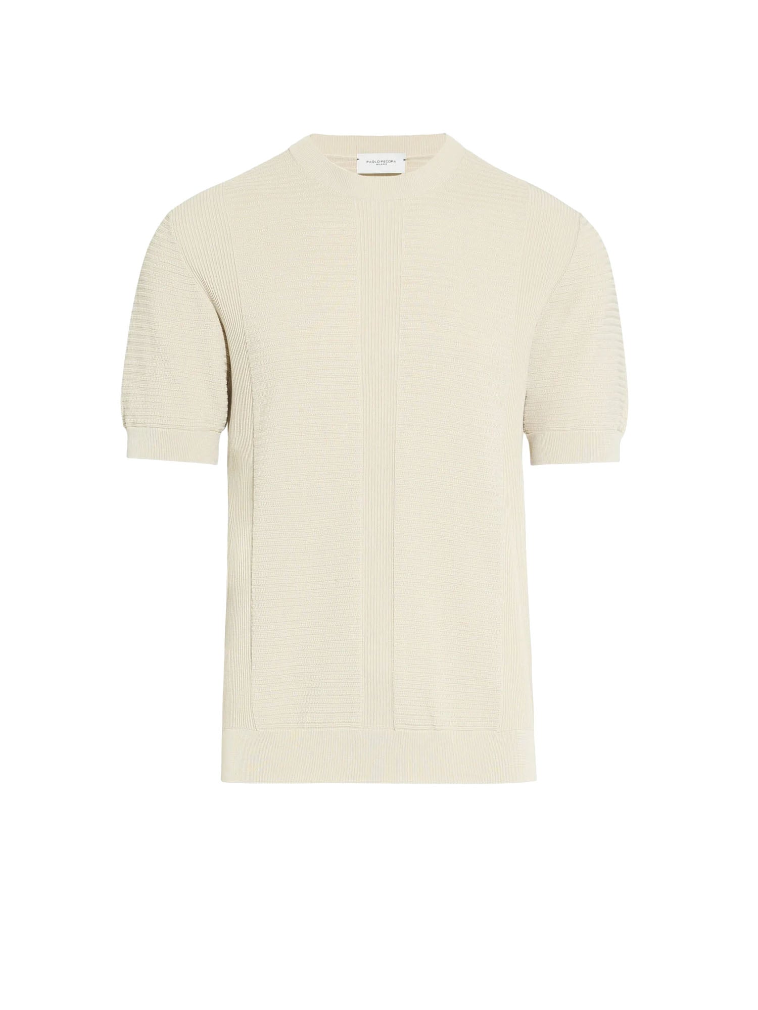 Paolo Pecora Maglia Girocollo in Cotone Lavorato Beige