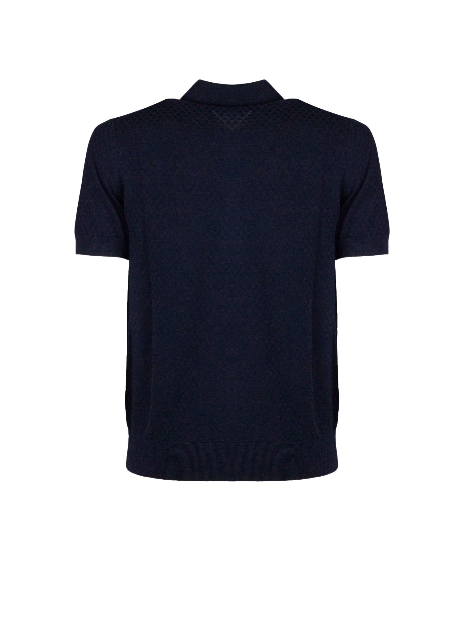 Paolo Pecora Maglia a Polo in Cotone Lavorato Blu