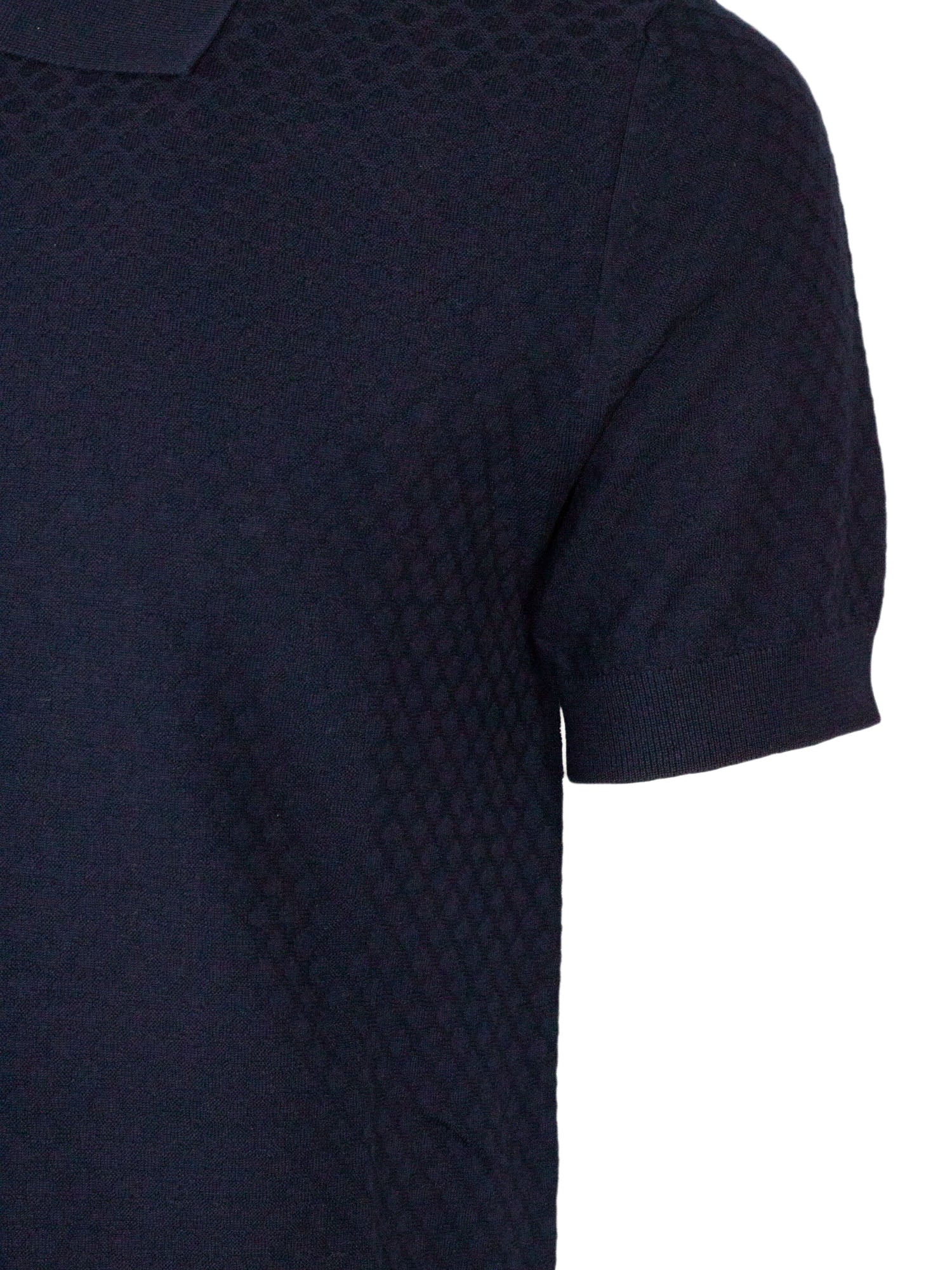 Paolo Pecora Maglia a Polo in Cotone Lavorato Blu